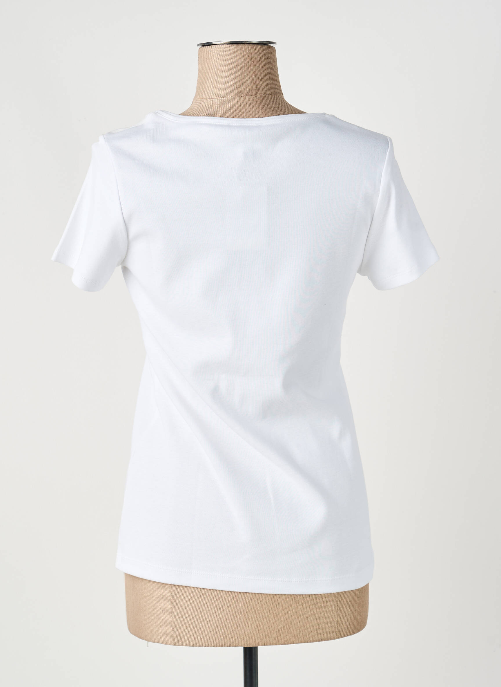Tricou croială dreaptă mâneci scurte alb MARBLE femeie