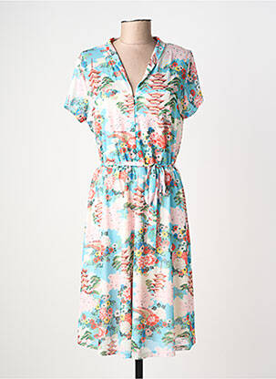 Rochie midi imprimeu fantezie mâneci scurte albastru KING LOUIE femeie