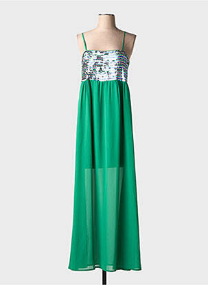 Rochie lungă țesătură crep bretele subțiri verde GAUDI femeie