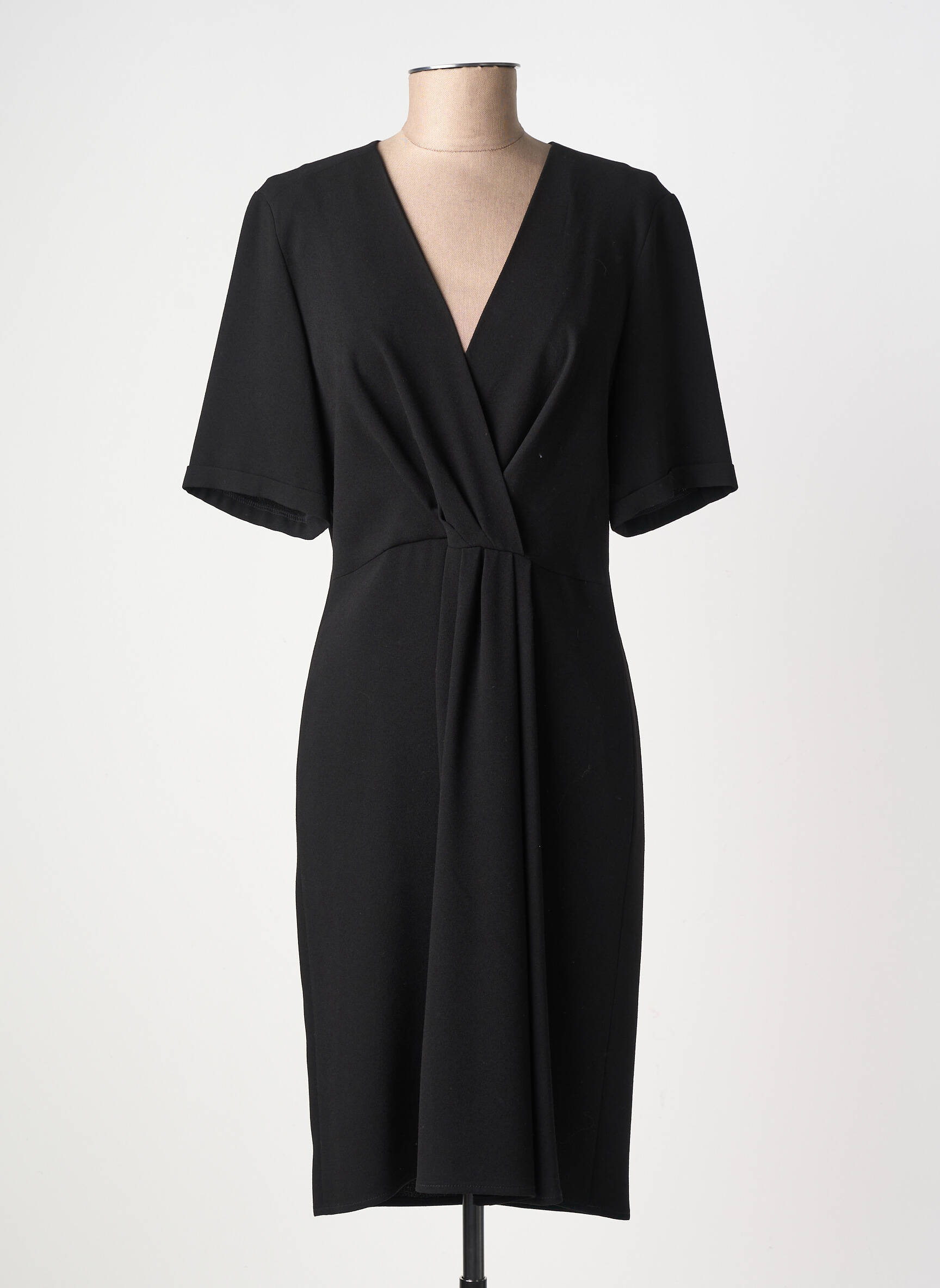 Rochie midi țesătură crep mâneci scurte negru GERARD DAREL femeie