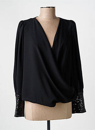 Top țesătură crep mâneci lungi negru ACCESS femeie