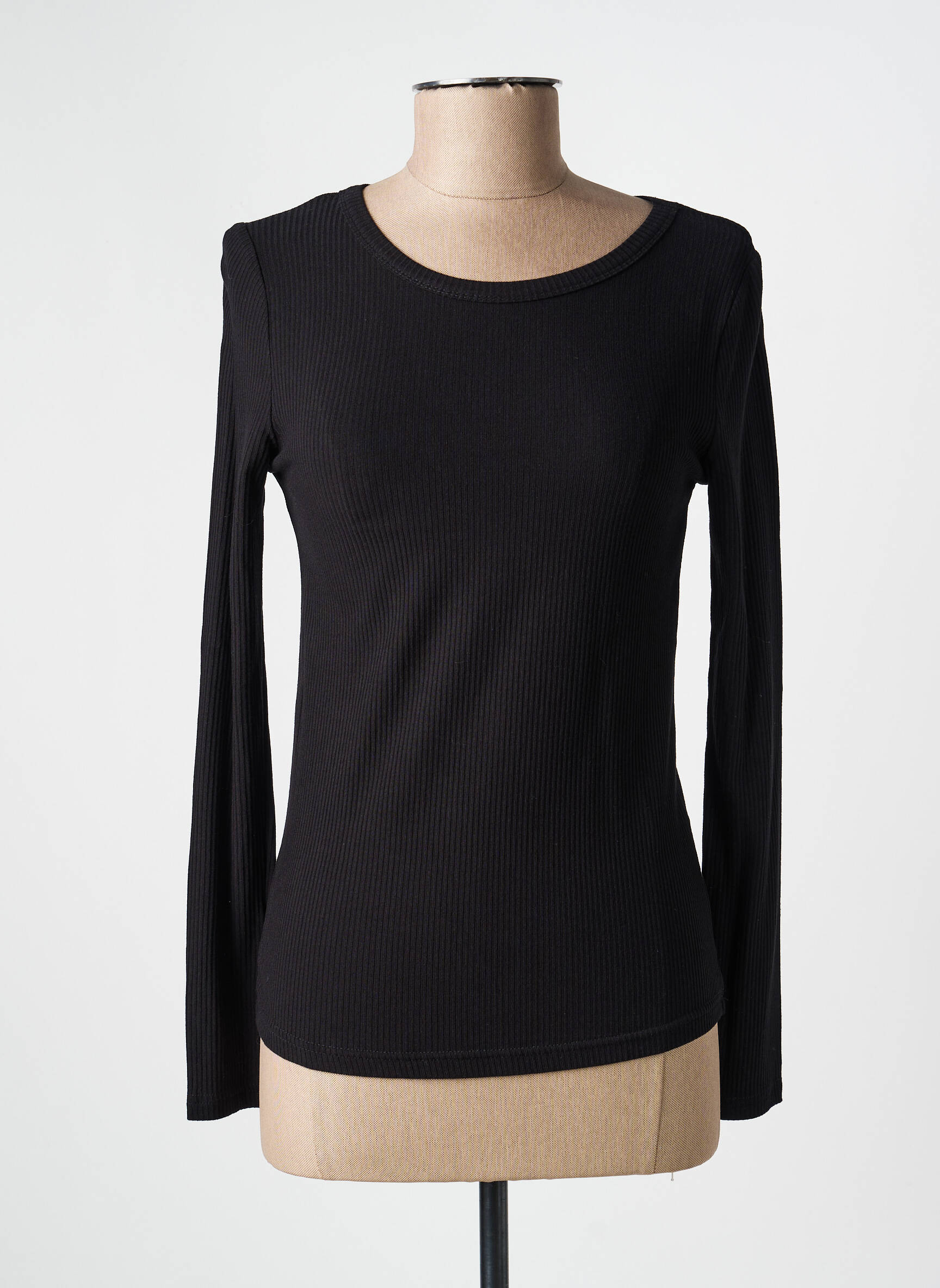 Top elasticitate mâneci lungi negru NÜ femeie