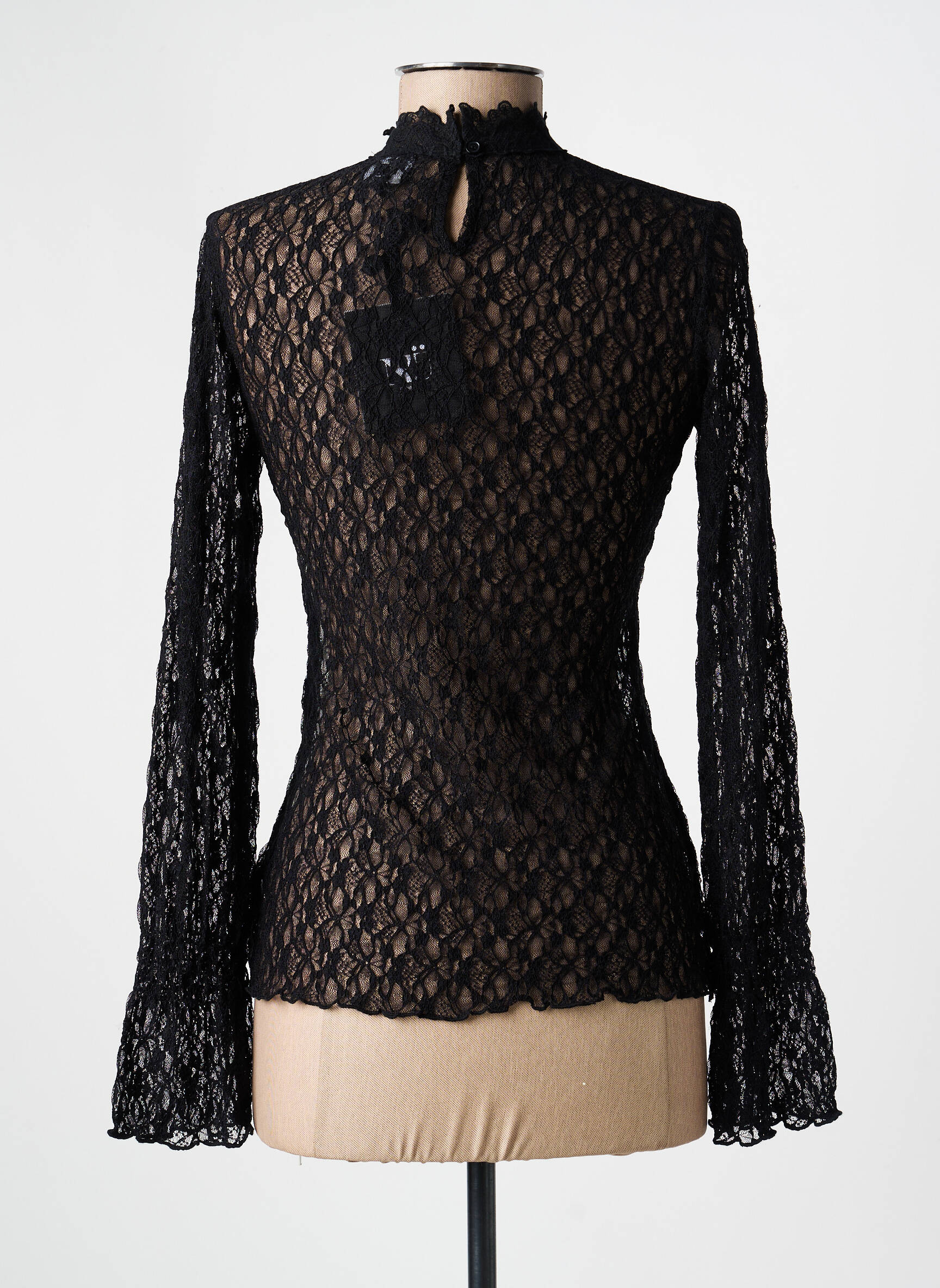 Top elasticitate mâneci lungi negru NÜ femeie