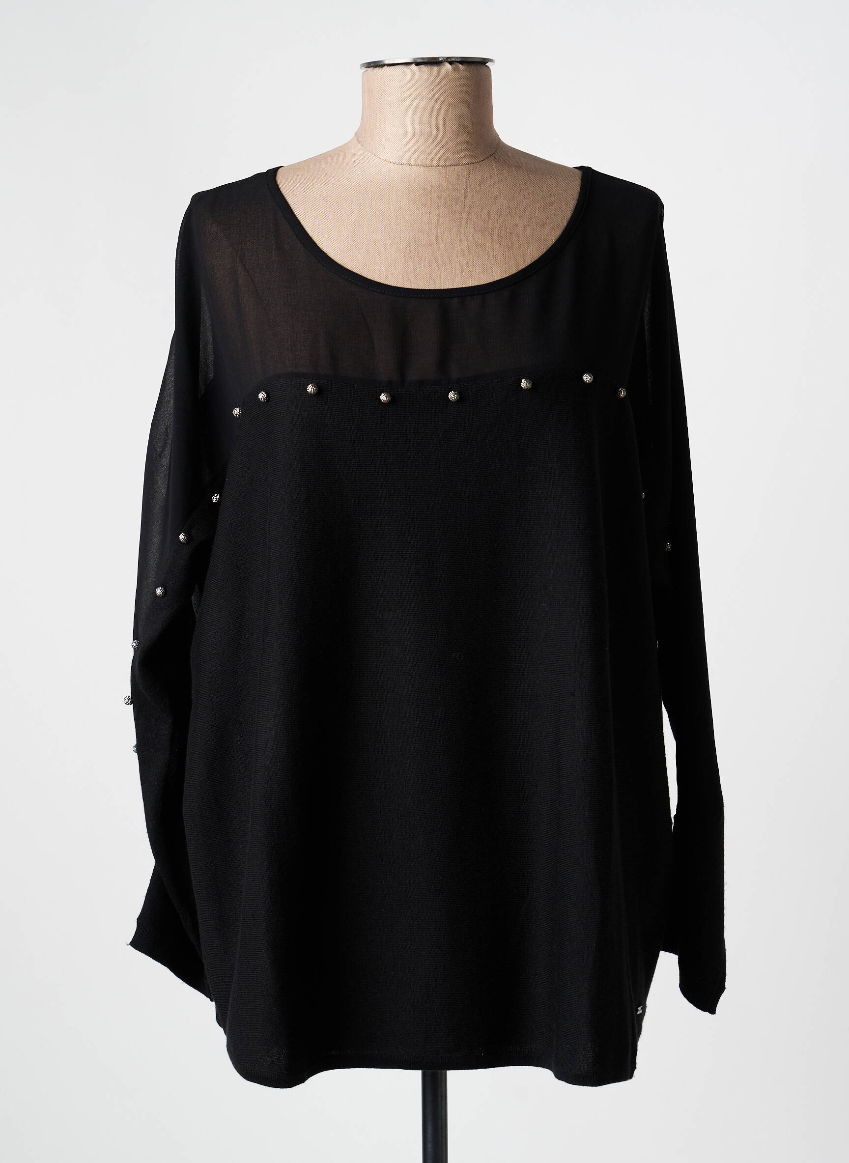 Top elasticitate mâneci lungi negru GAUDI femeie