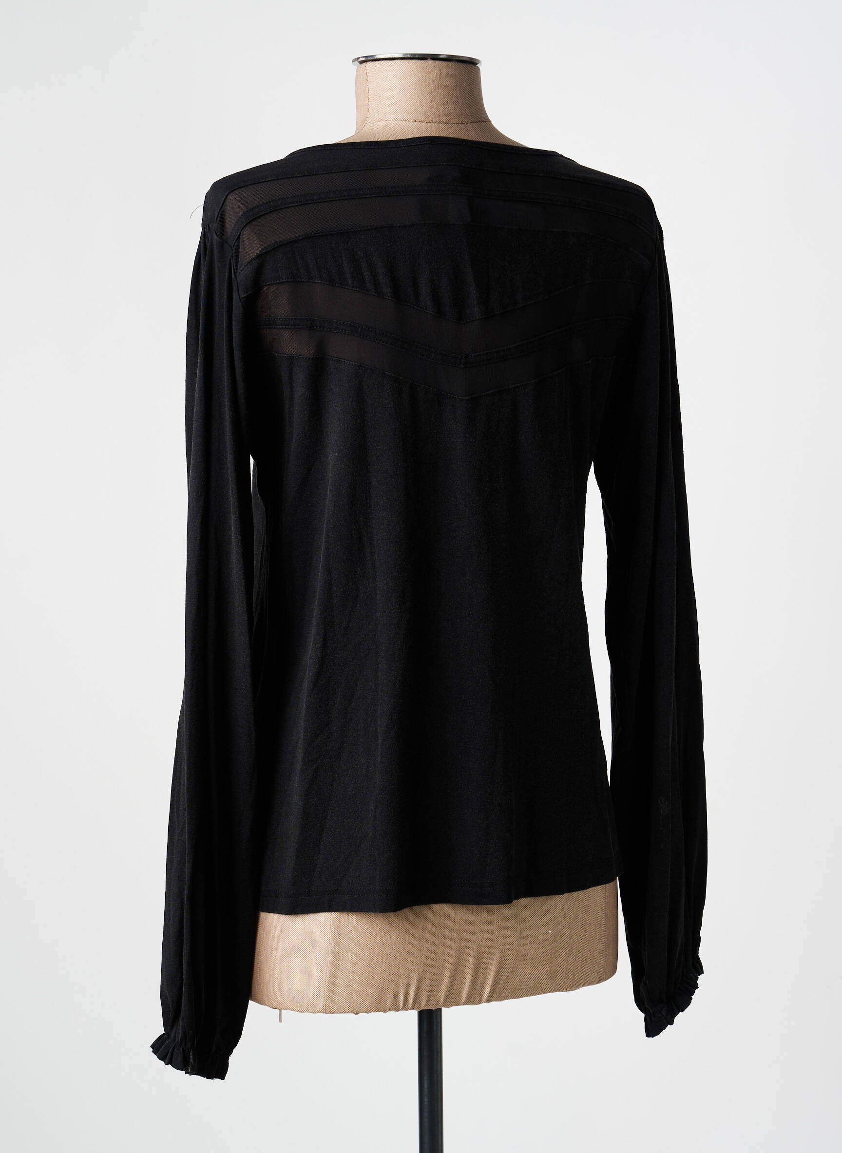 Top elasticitate mâneci lungi negru NÜ femeie