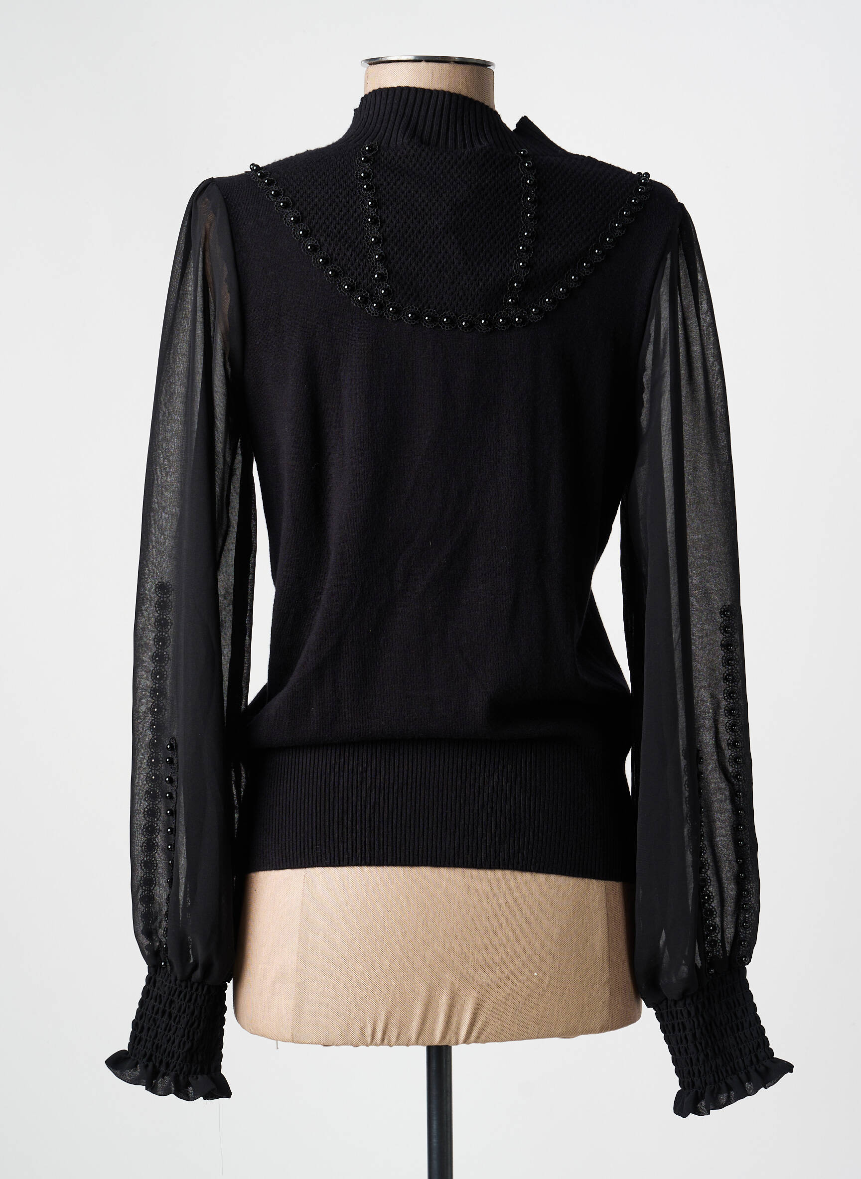 Pulover elasticitate mâneci lungi negru NÜ femeie