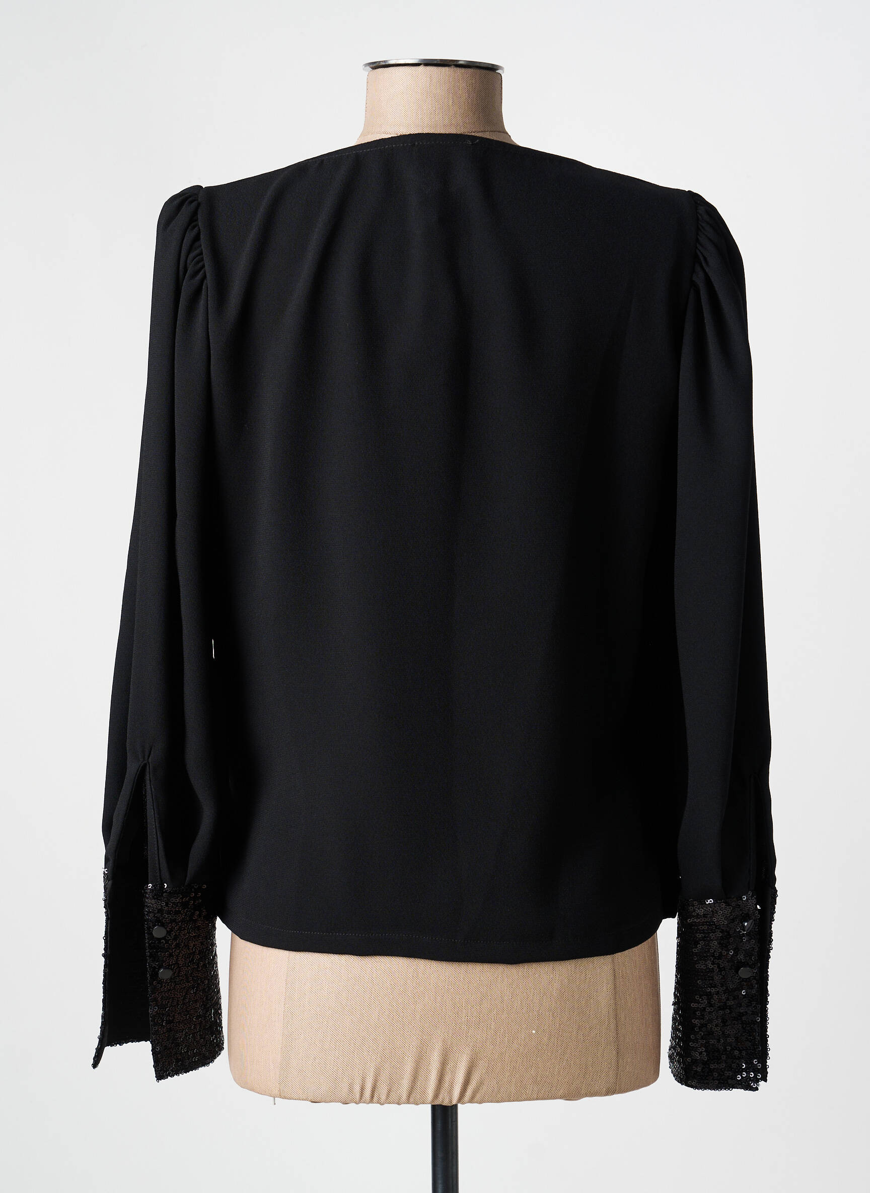 Top țesătură crep mâneci lungi negru ACCESS femeie
