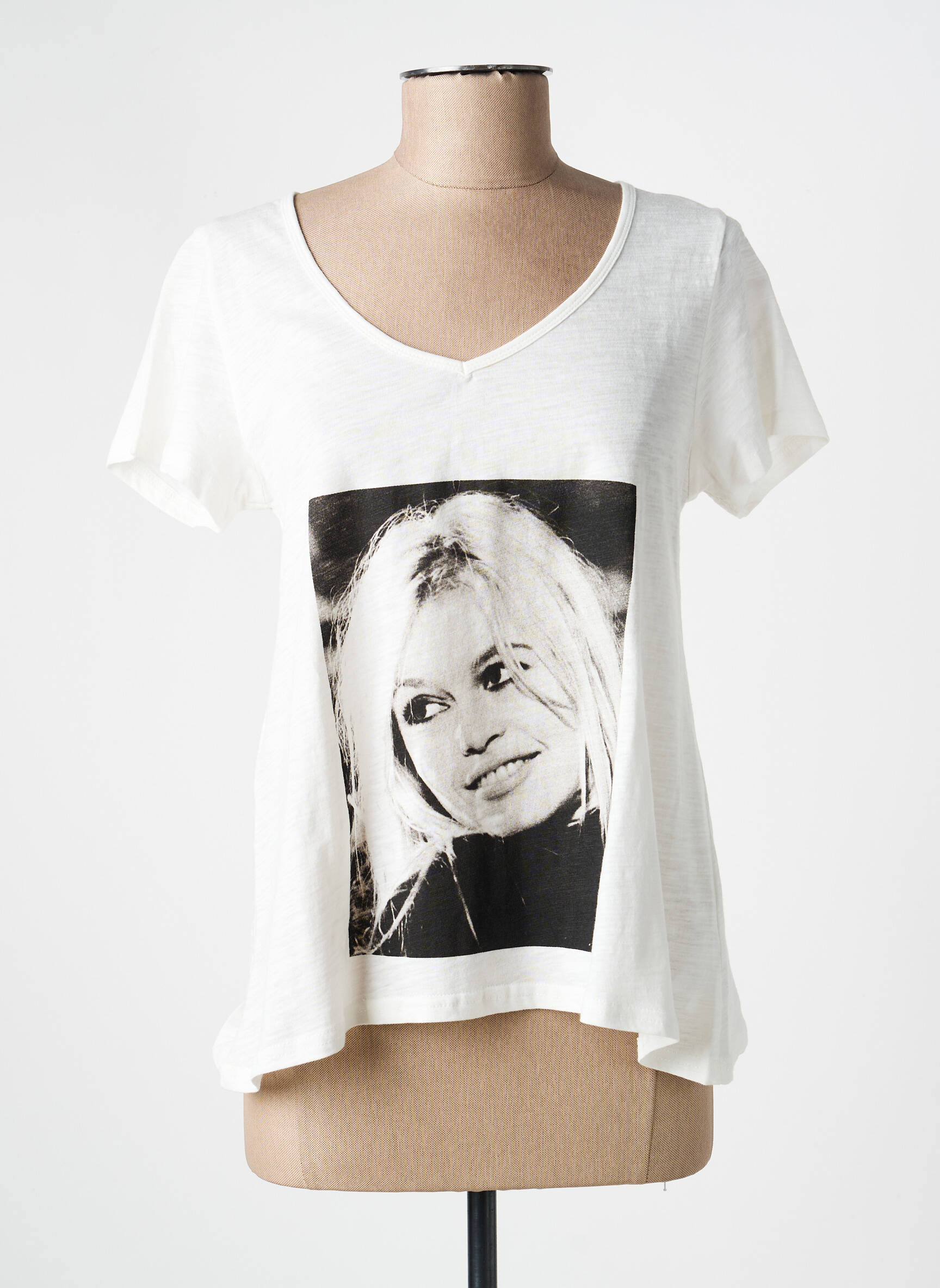 Tricou imprimeu fantezie mâneci scurte alb BRIGITTE BARDOT femeie