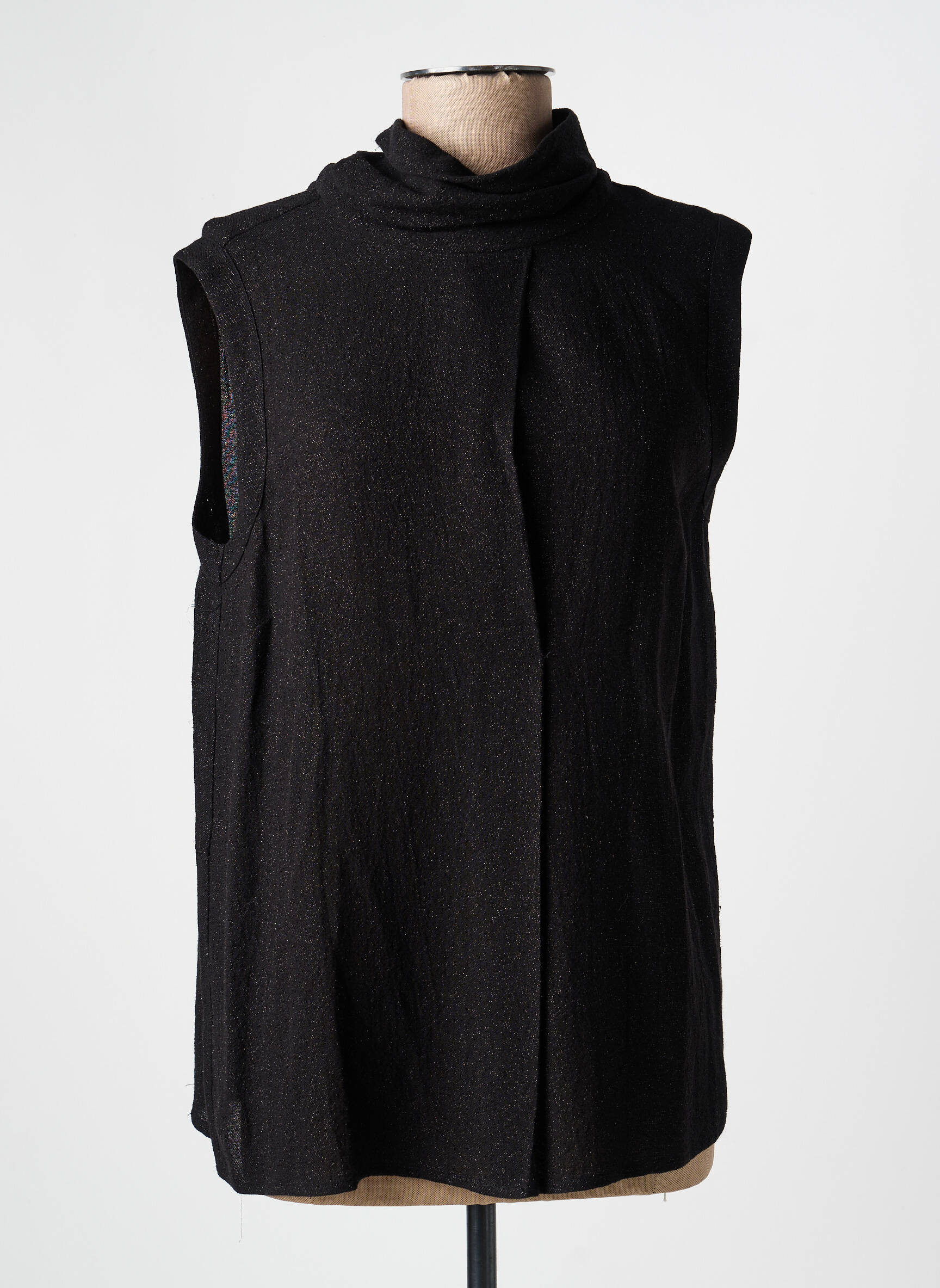 Top elasticitate mâneci scurte negru 0039 ITALY femeie