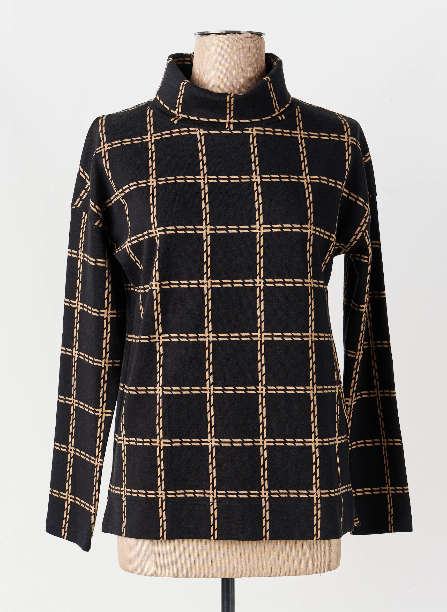 Pulover cu guler înalt croială dreaptă mâneci lungi negru GERRY WEBER femeie
