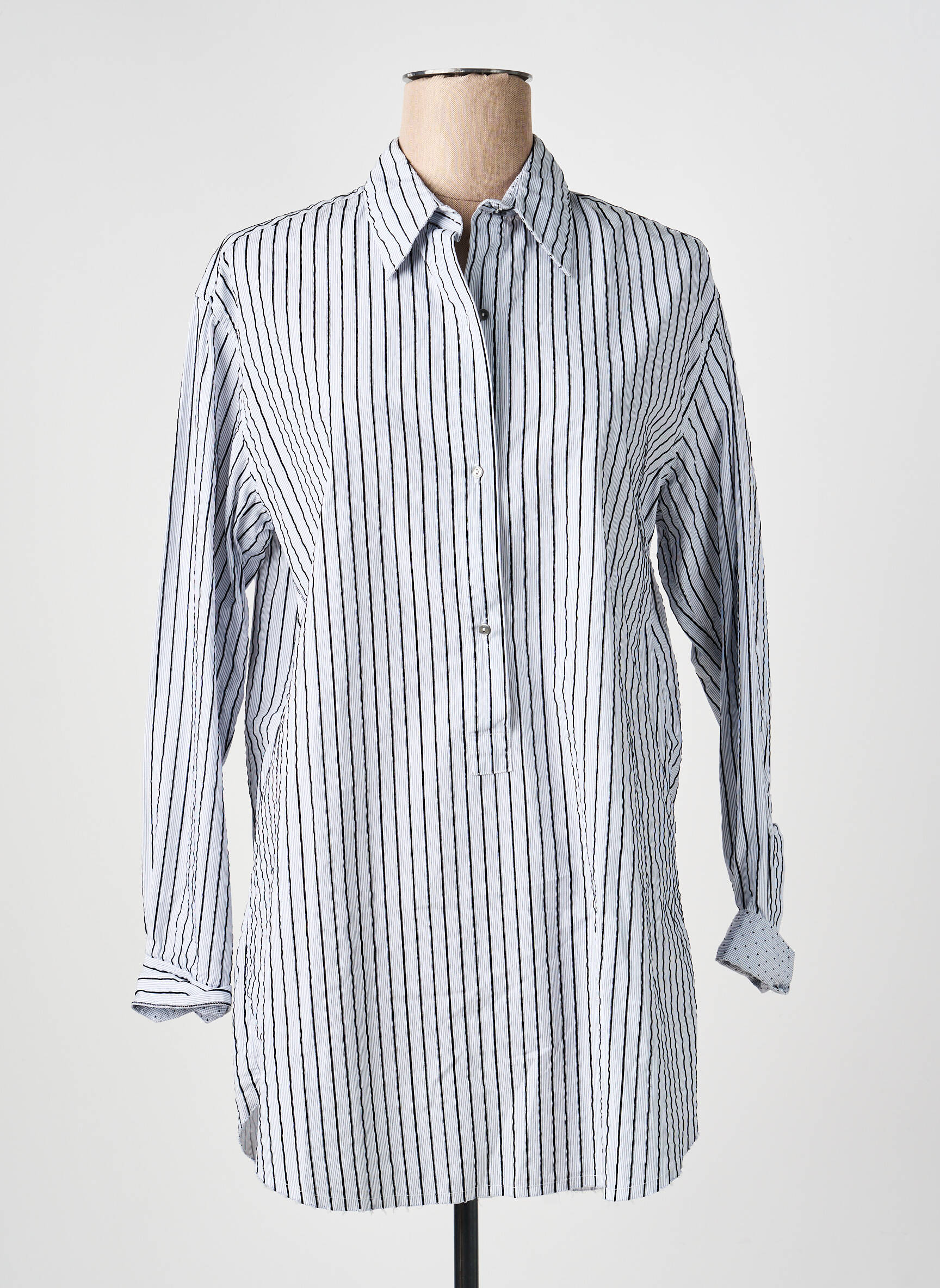 Tunică mâneci lungi guler de bluză negru 0039 ITALY femeie