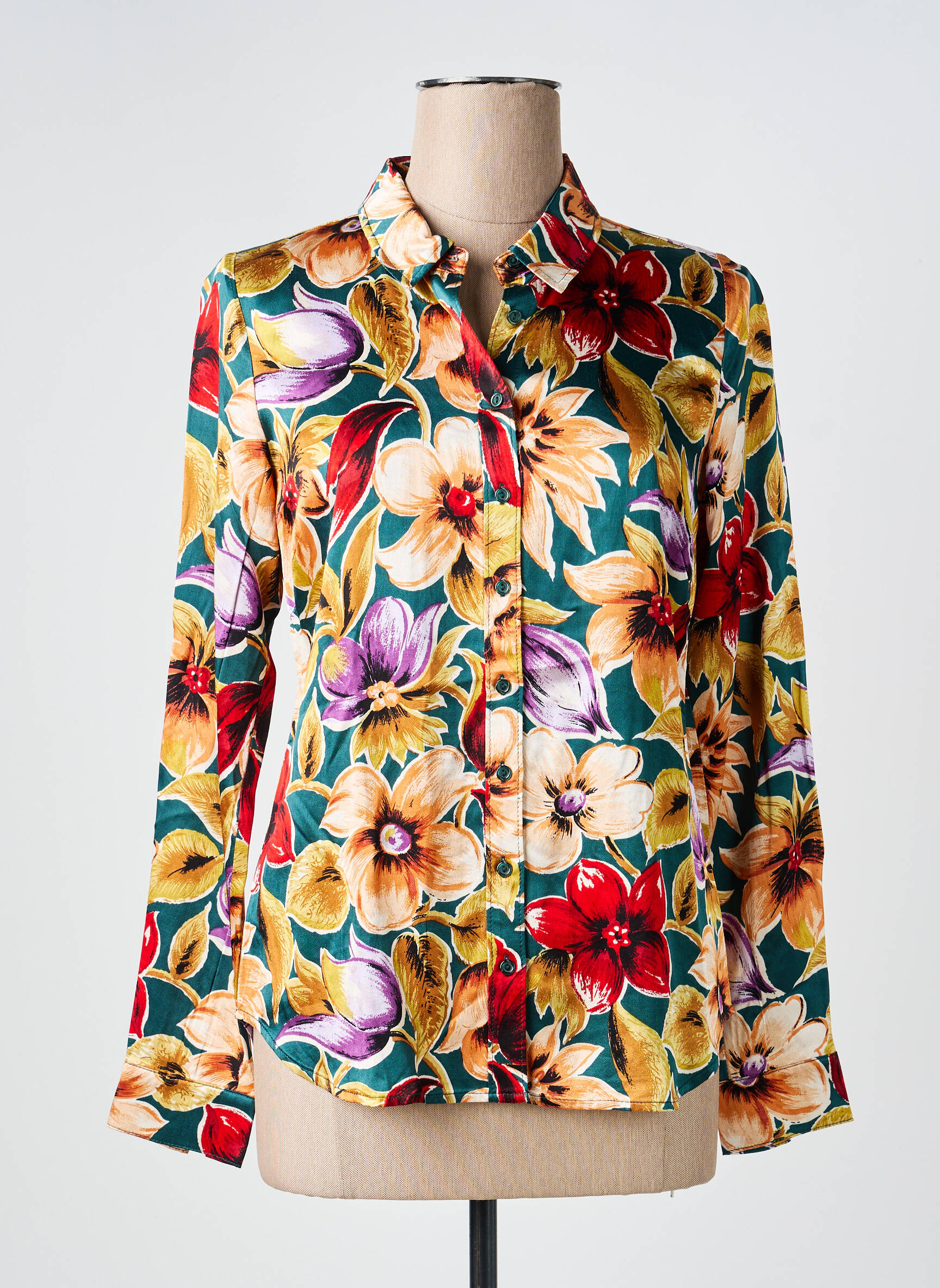 Cămașă imprimeu floral mâneci lungi verde KING LOUIE femeie