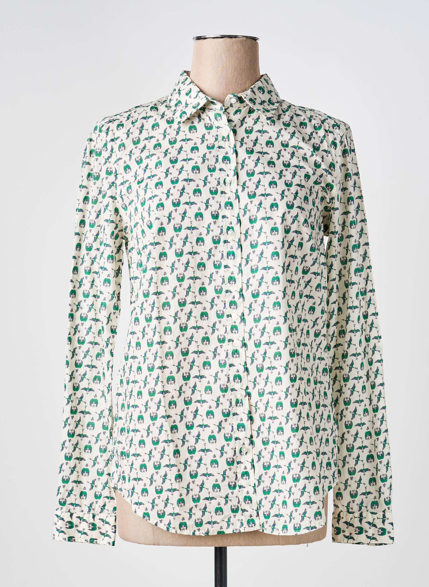 Cămașă croială cambrată mâneci lungi verde 0039 ITALY femeie