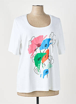 Tricou serigrafie mâneci scurte alb MARBLE femeie