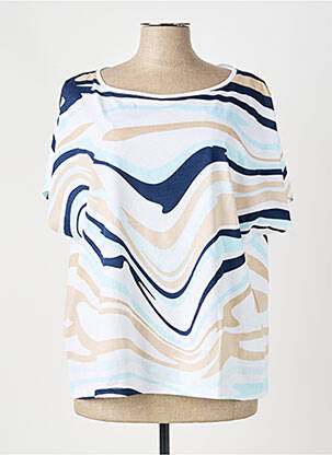 Tricou elasticitate mâneci scurte alb MARBLE femeie