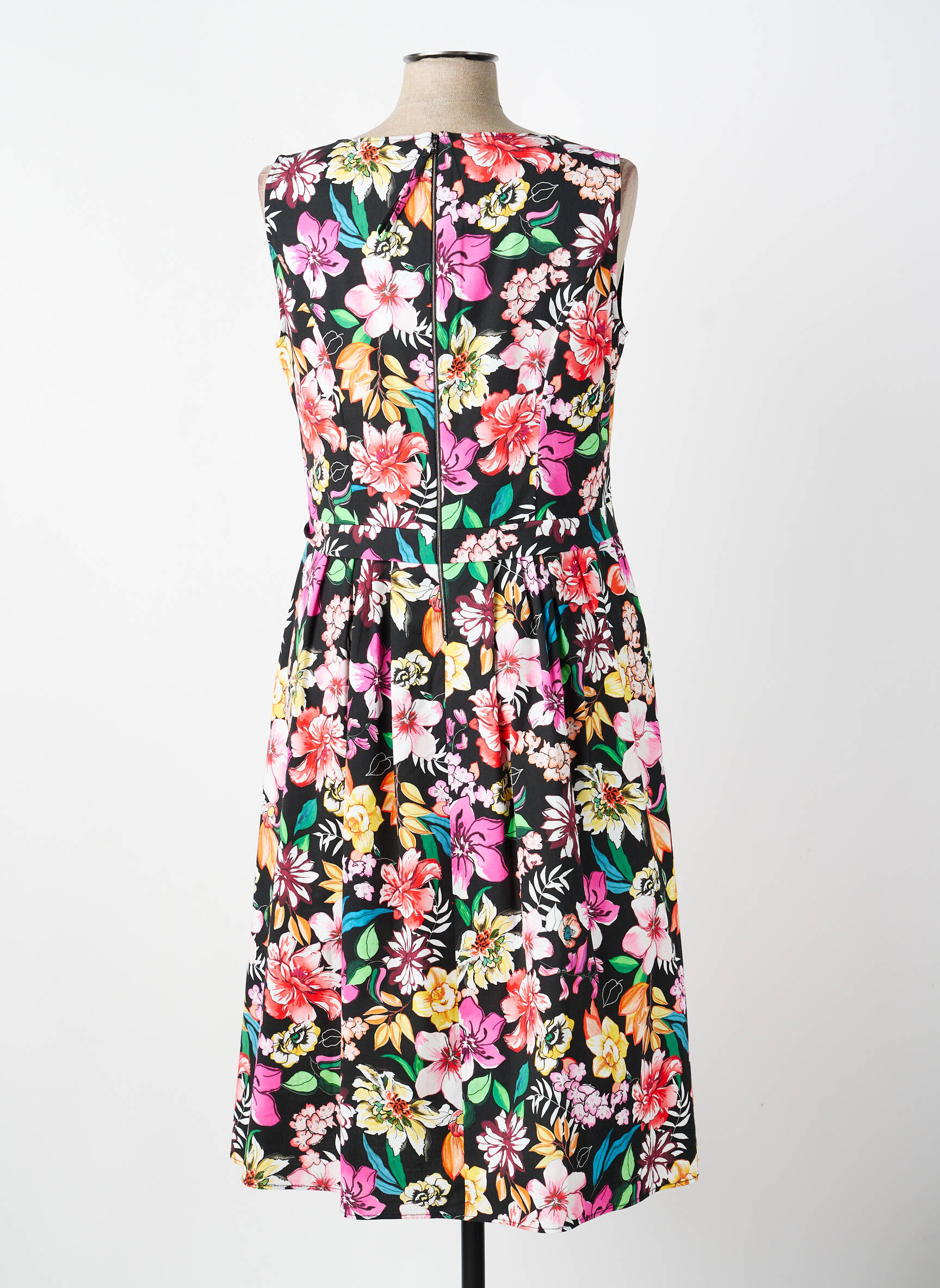Rochie midi imprimeu floral fără mâneci negru VERA MONT femeie