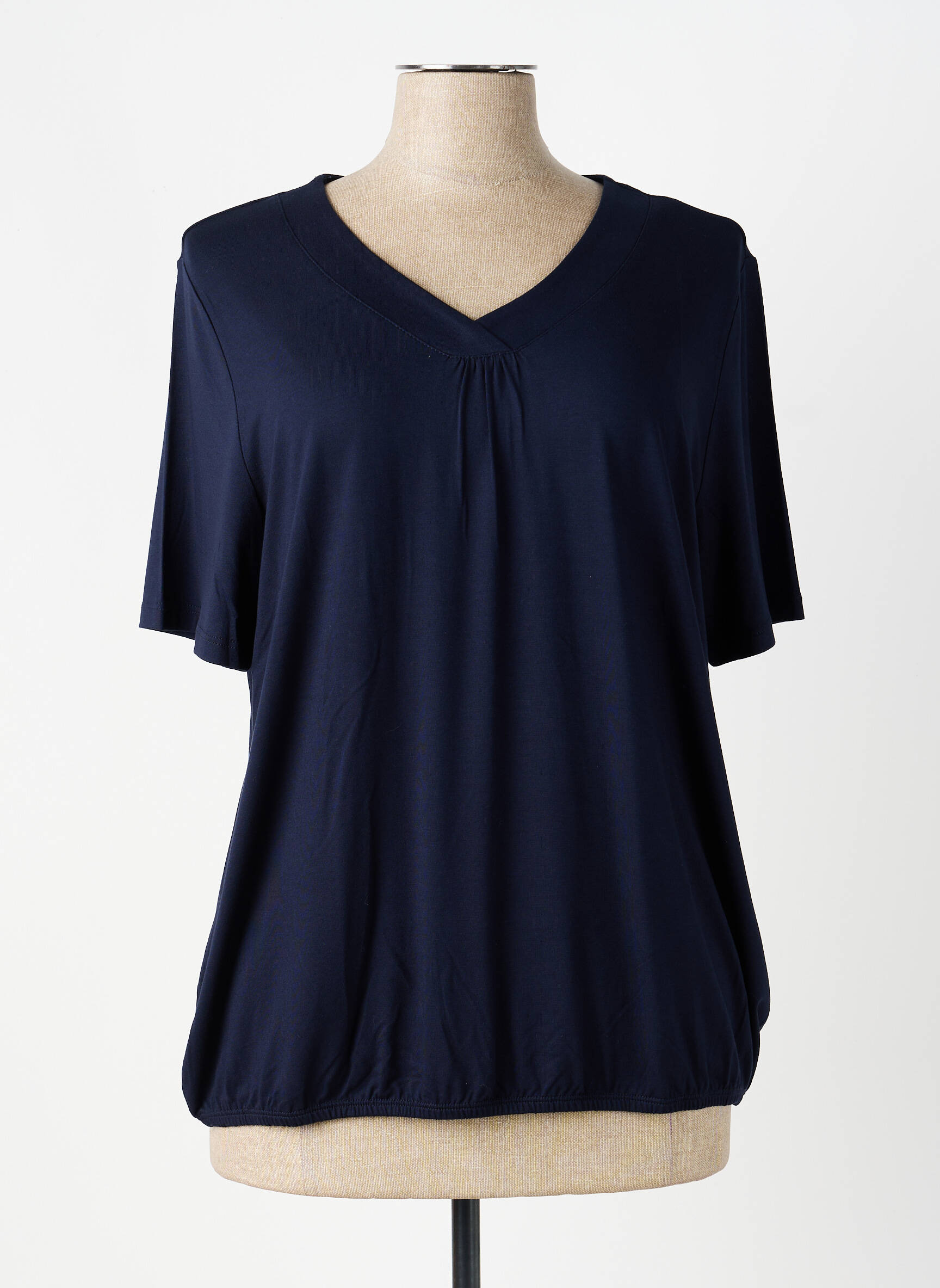 Tricou guler în v mâneci scurte albastru BARBARA LEBEK femeie