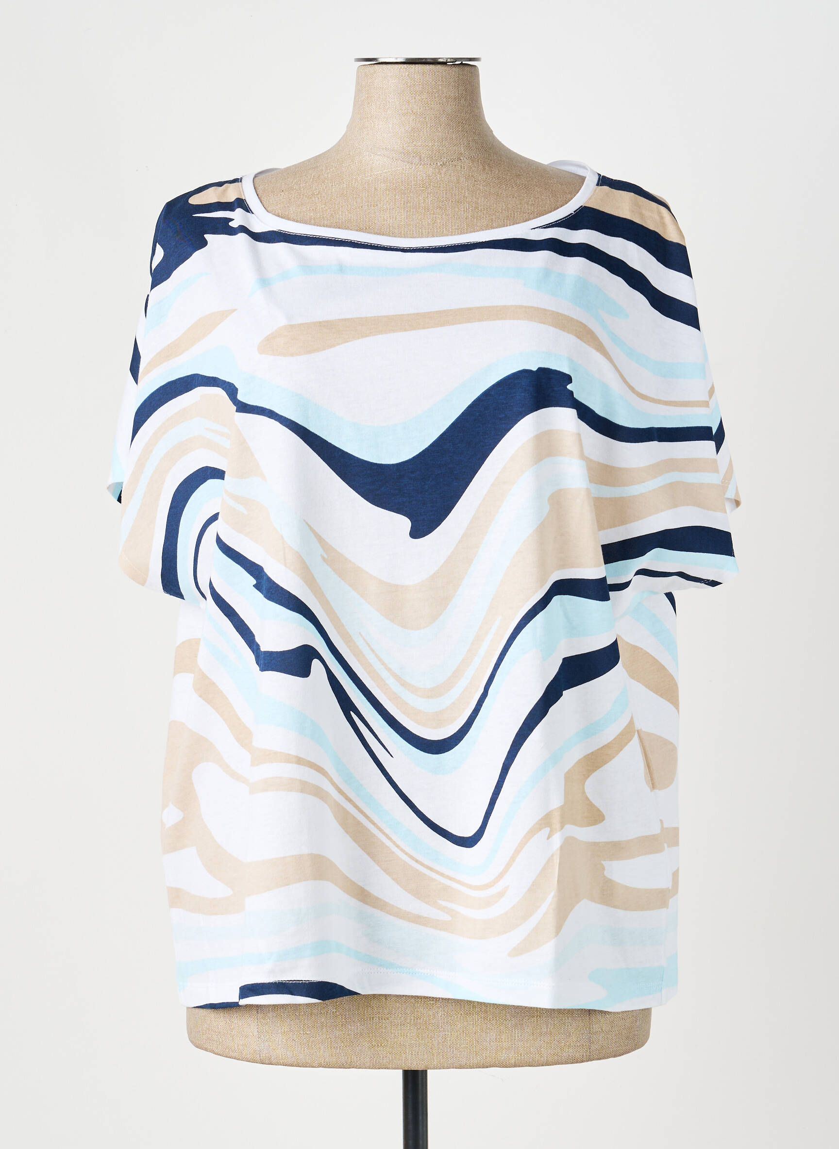 Tricou elasticitate mâneci scurte alb MARBLE femeie