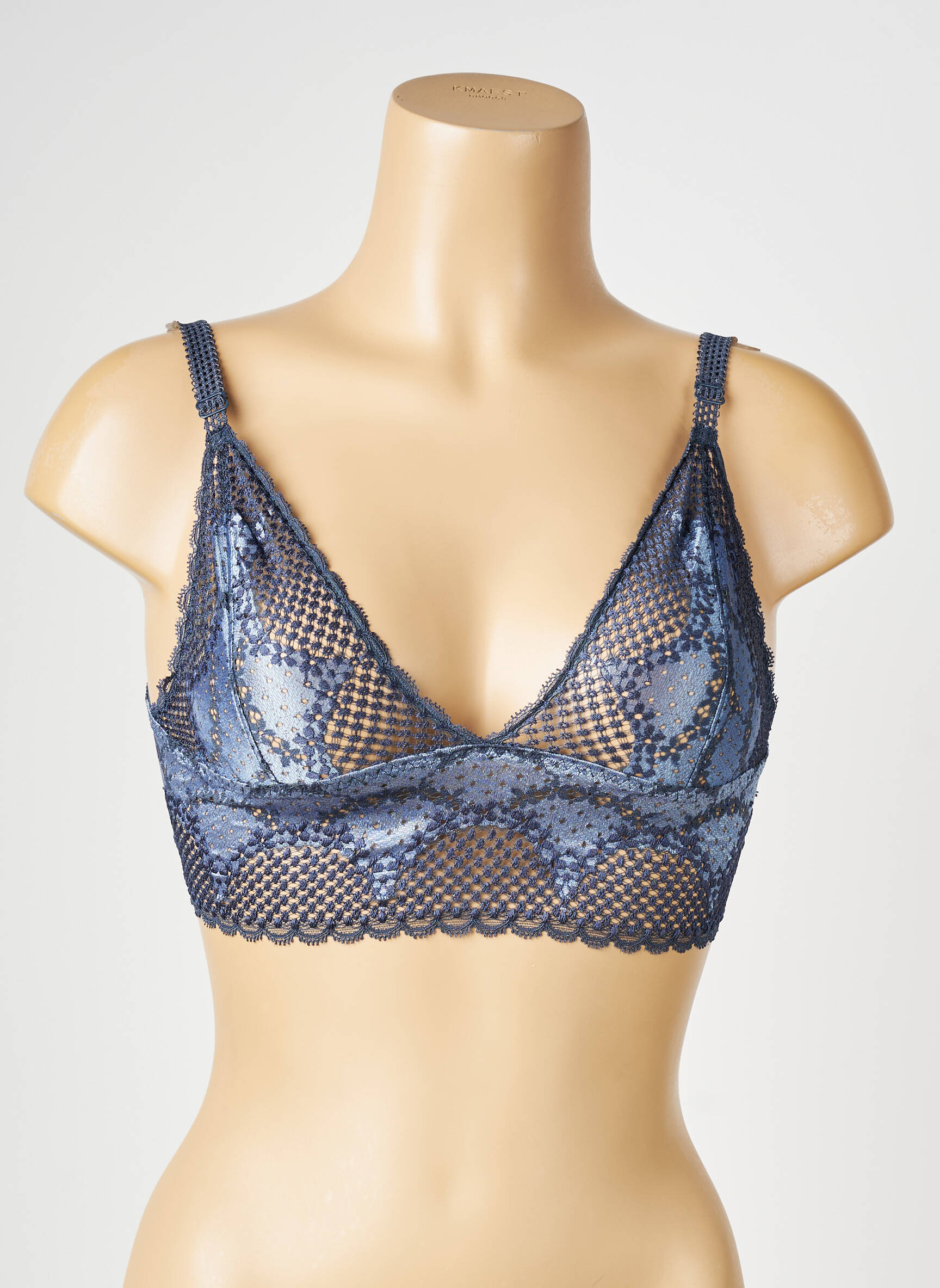 Sutien efect material satinat bralete albastru IMPLICITE femeie