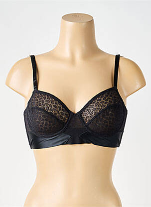 Sutien efect material satinat sutien cupe întregi cu decolteu înalt negru IMPLICITE femeie