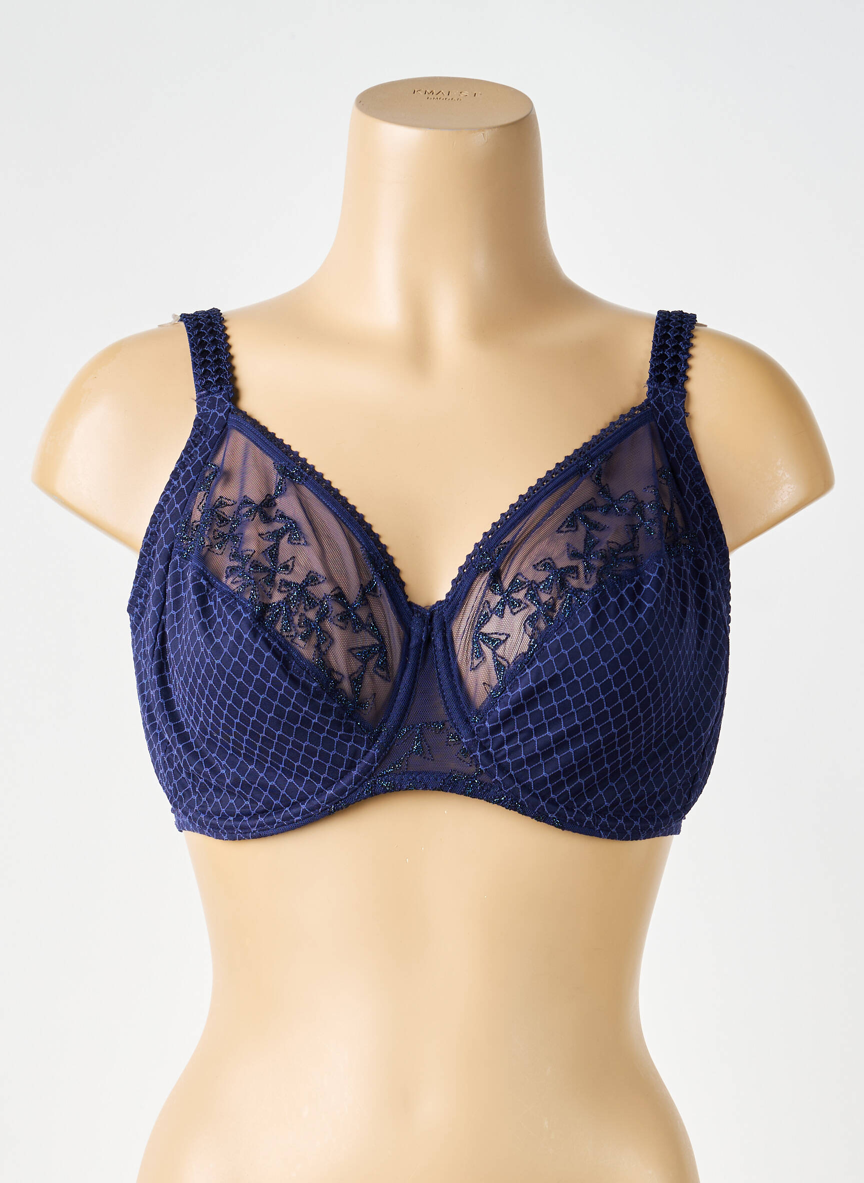 Sutien efect material satinat sutien cupe întregi cu decolteu înalt albastru CHANTELLE femeie