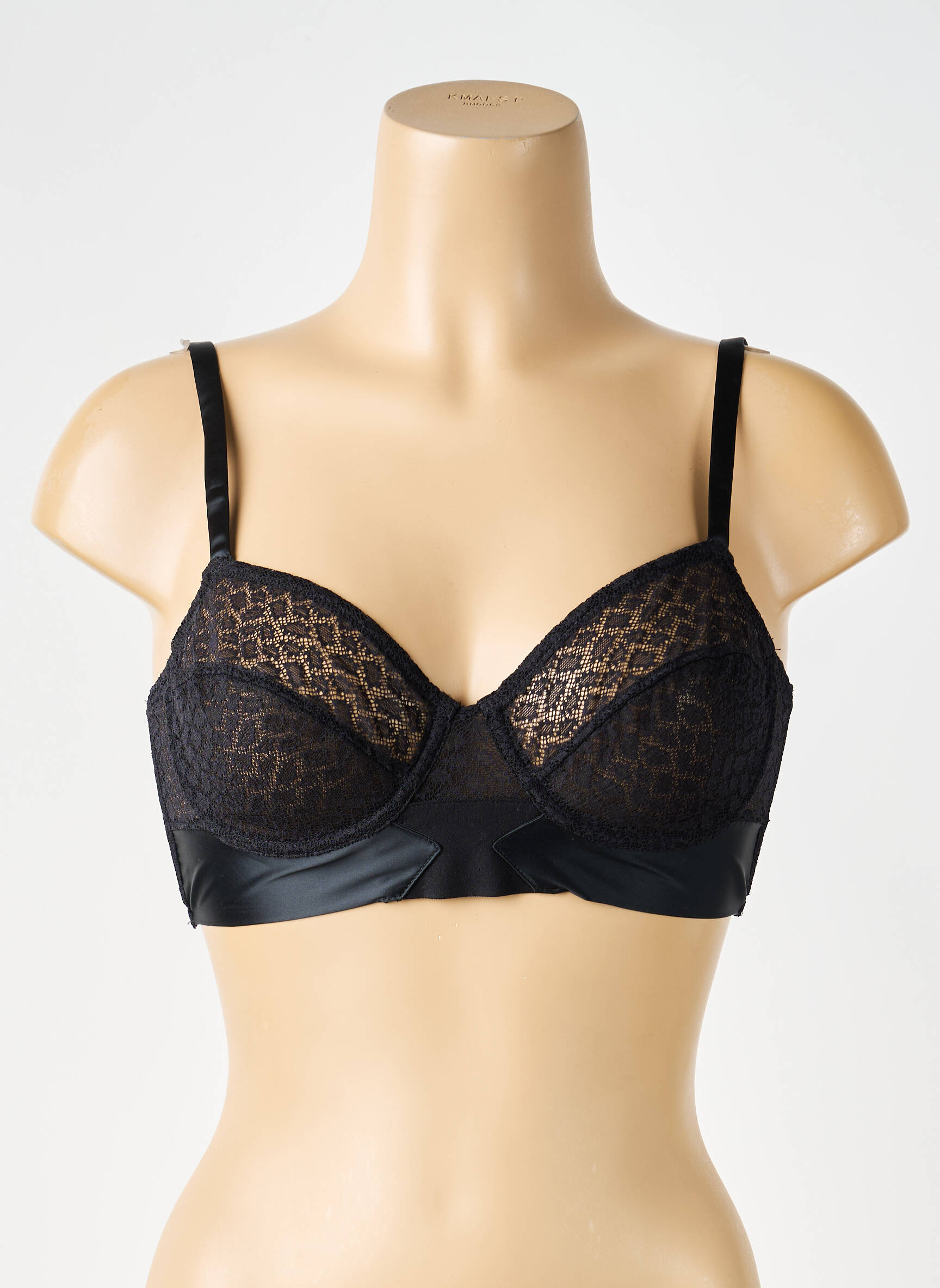 Sutien efect material satinat sutien cupe întregi cu decolteu înalt negru IMPLICITE femeie