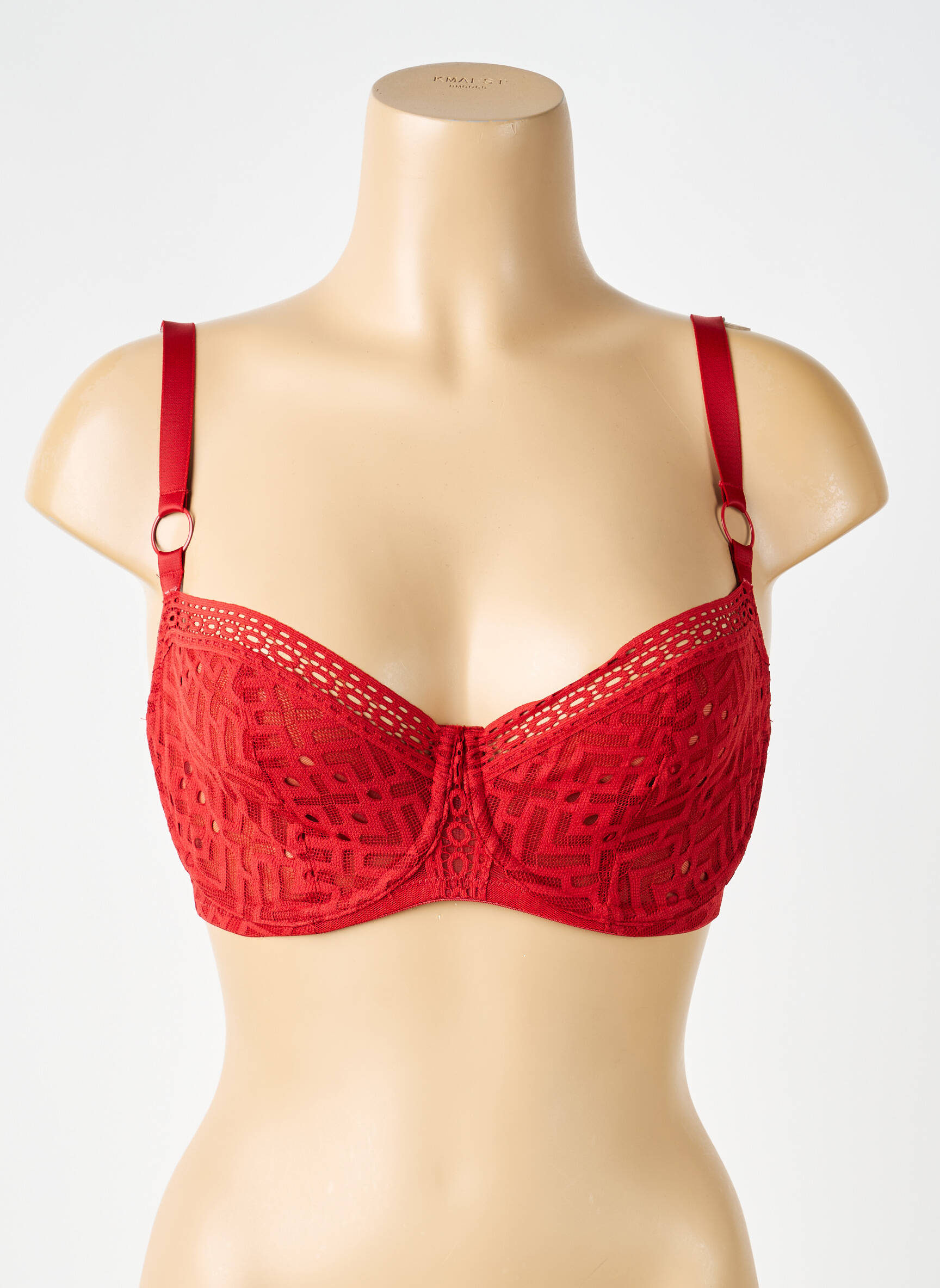 Sutien efect material satinat sutien cupe întregi cu decolteu înalt roșu PASSIONATA femeie