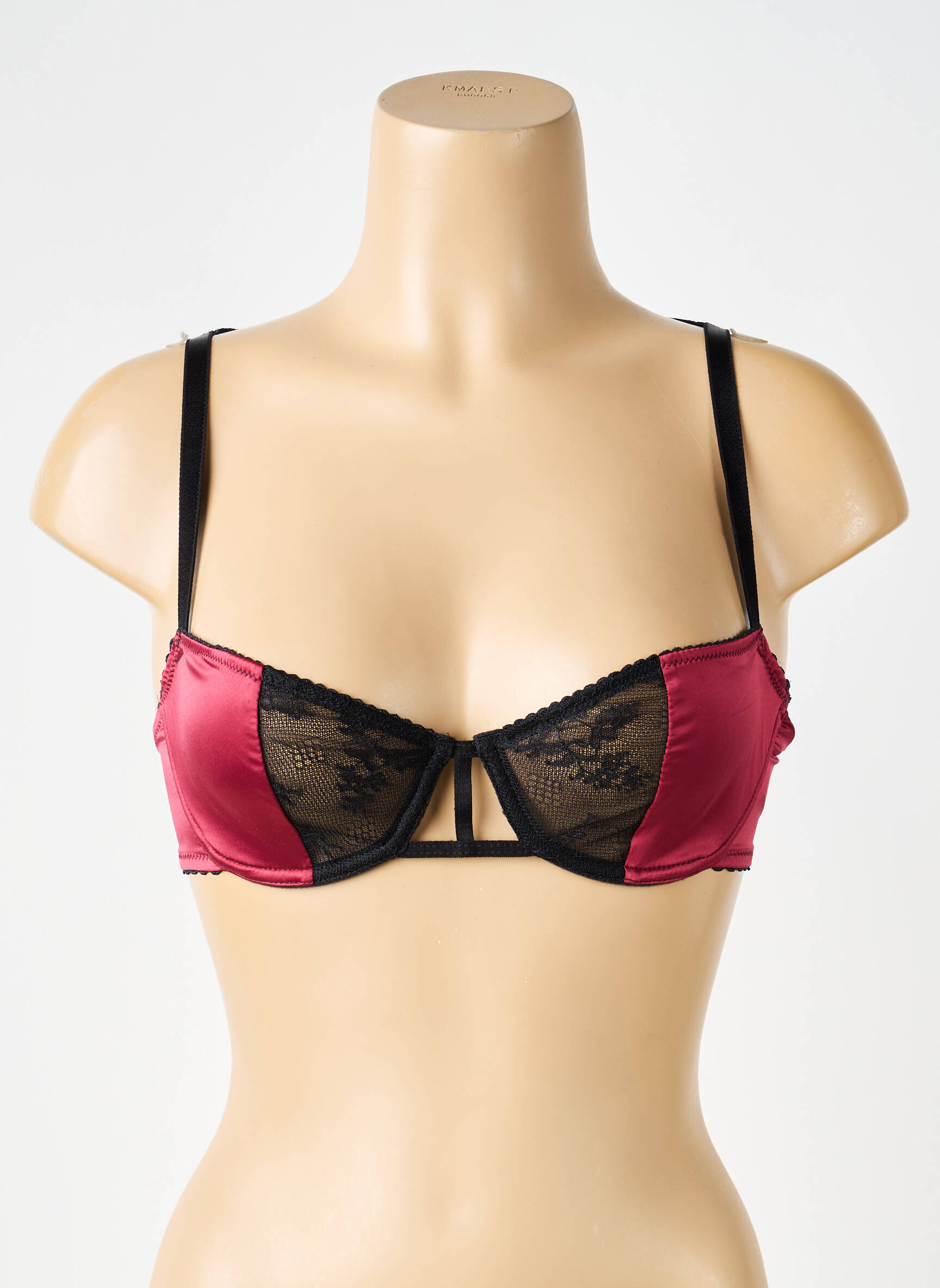 Sutien efect material satinat sutien balconet cu decolteu înalt negru PASSIONATA femeie
