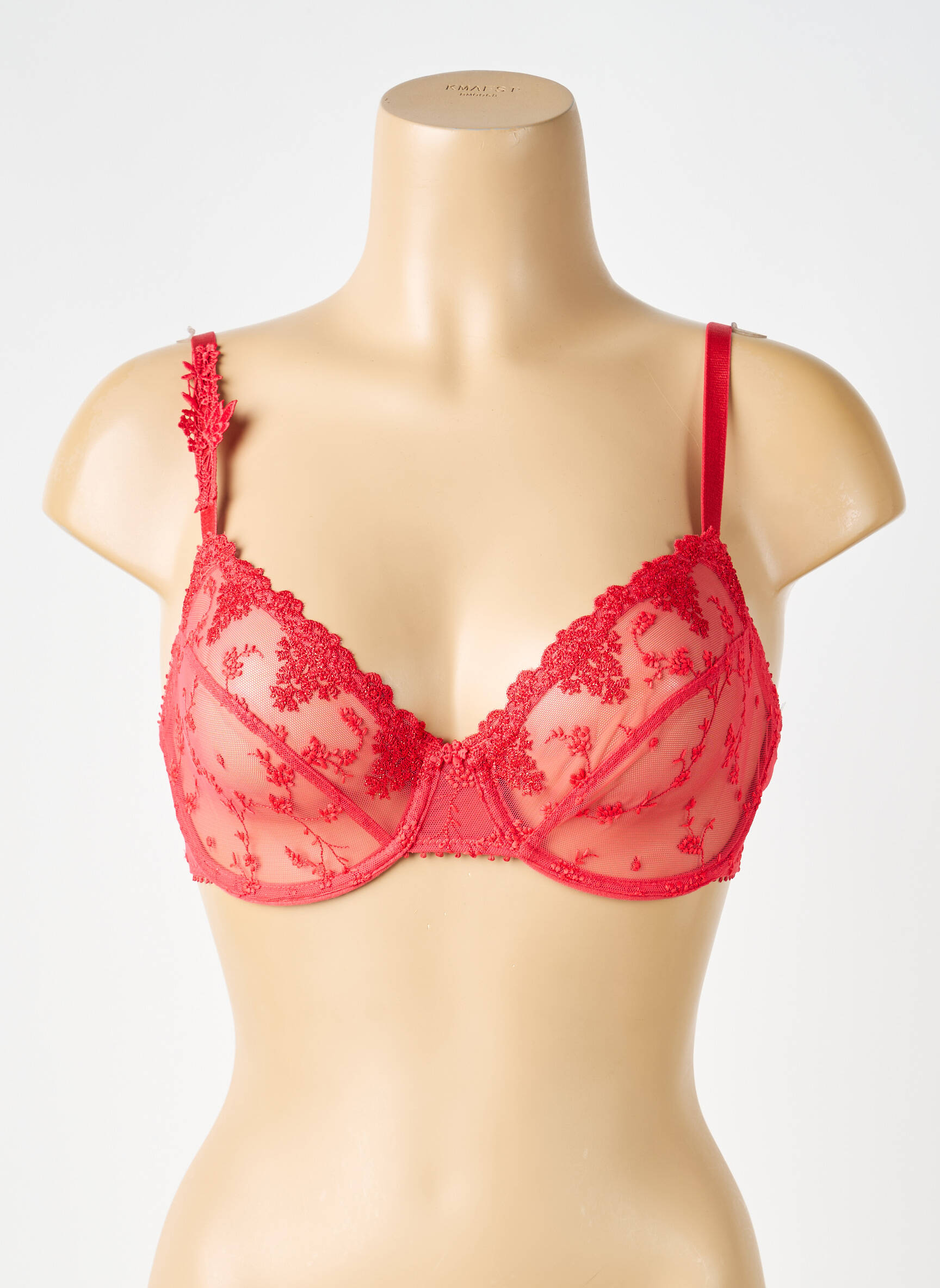 Sutien țesătură tulle sutien cupe întregi cu decolteu înalt roșu PASSIONATA femeie