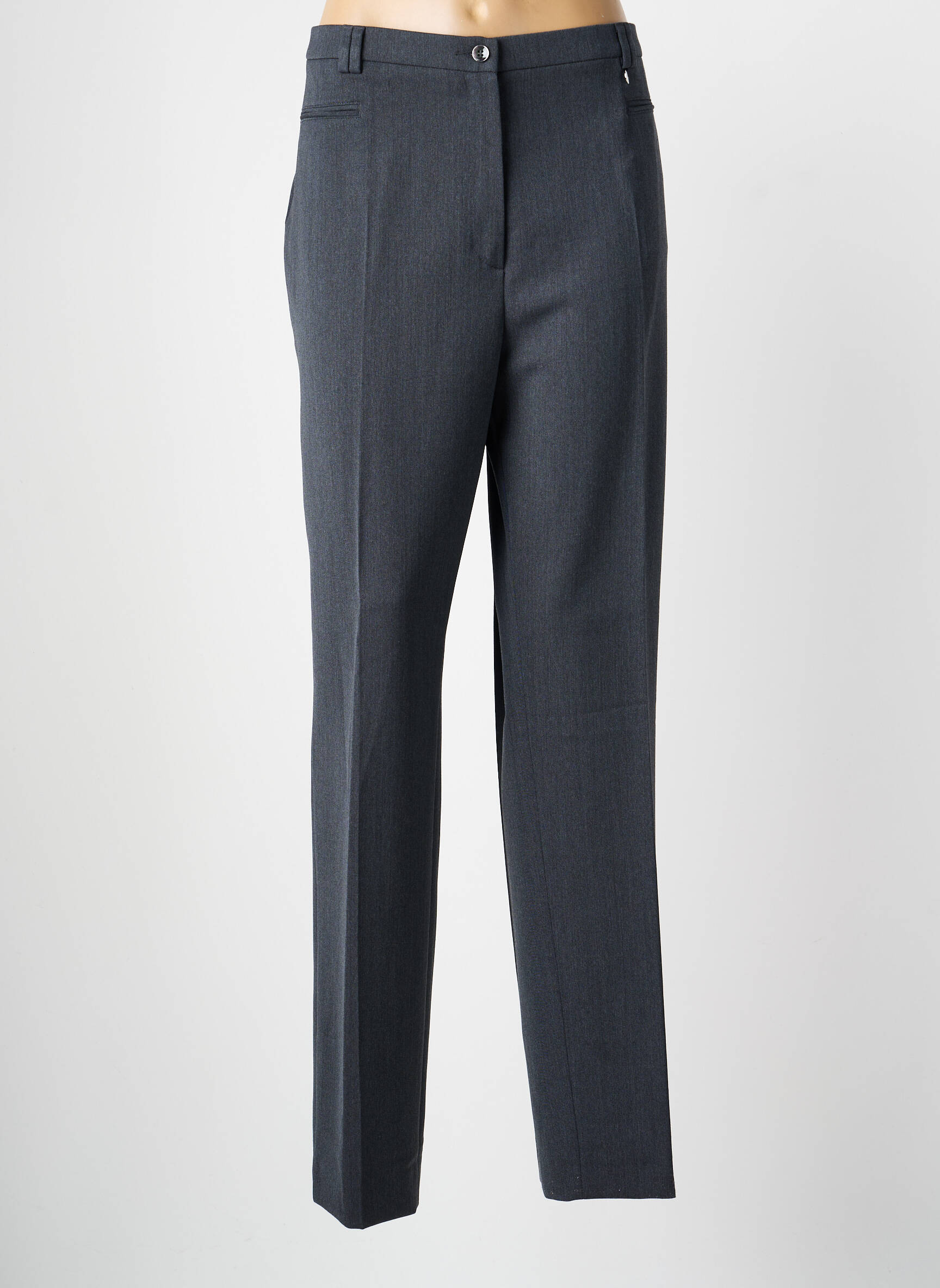 Pantalon drept talie cu cleme mărime normală gri SAINT HILAIRE femeie