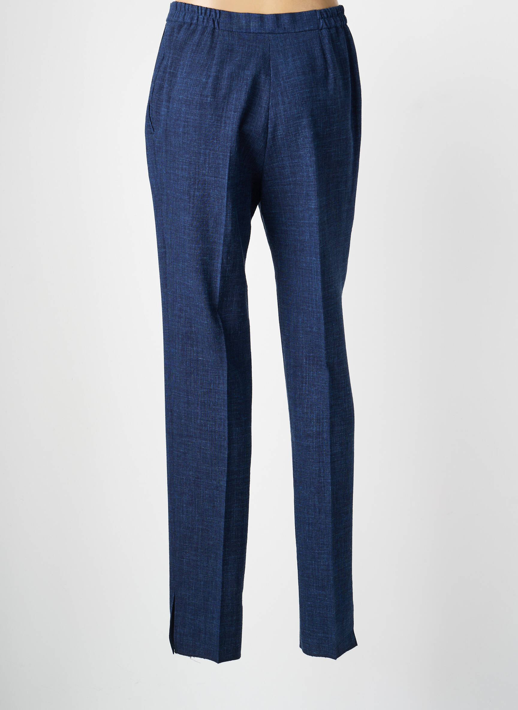 Pantalon drept talie cu cleme mărime normală albastru KARTING femeie