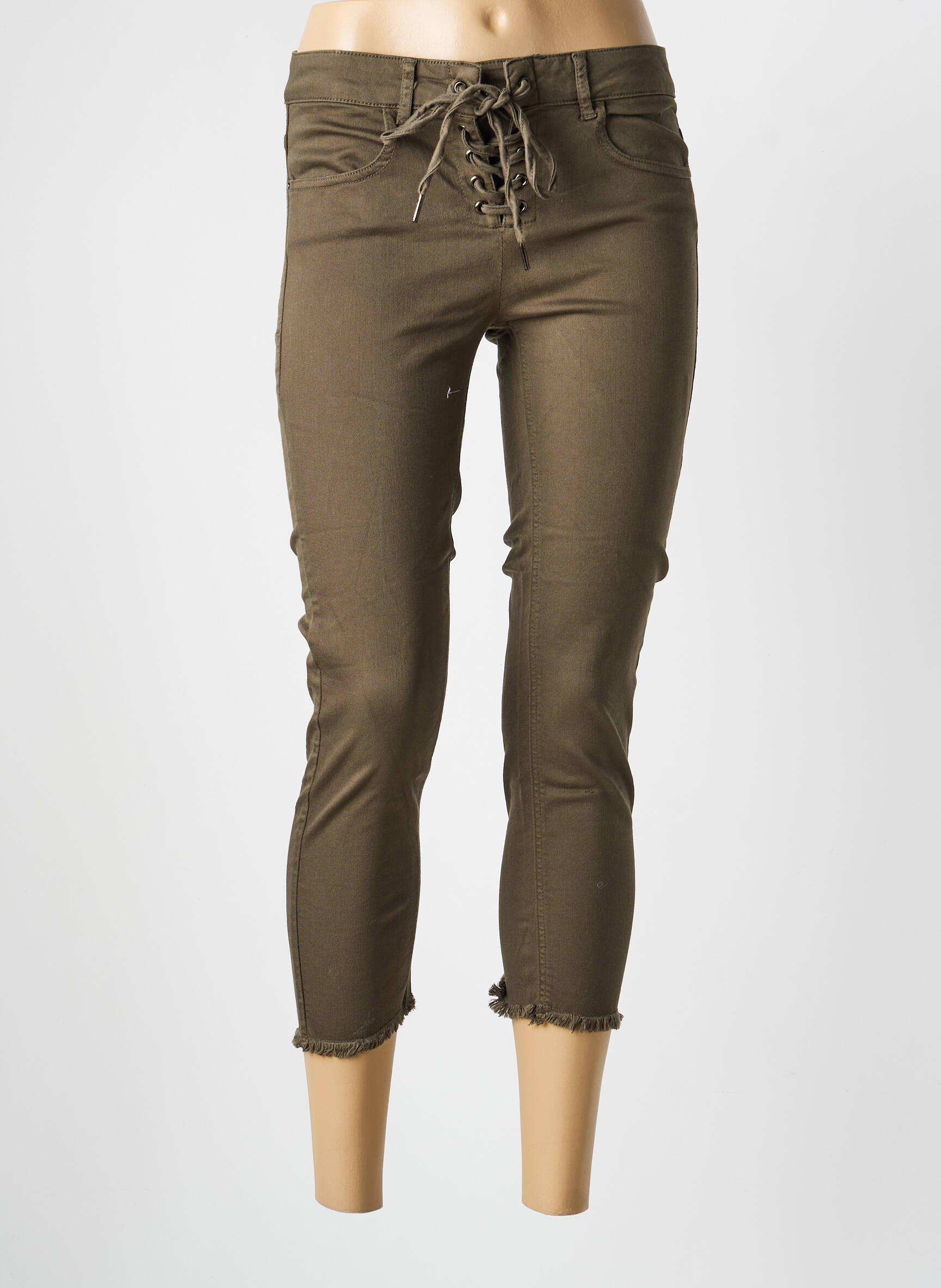 Pantalon trei sferturi buzunare verde BELAIR femeie