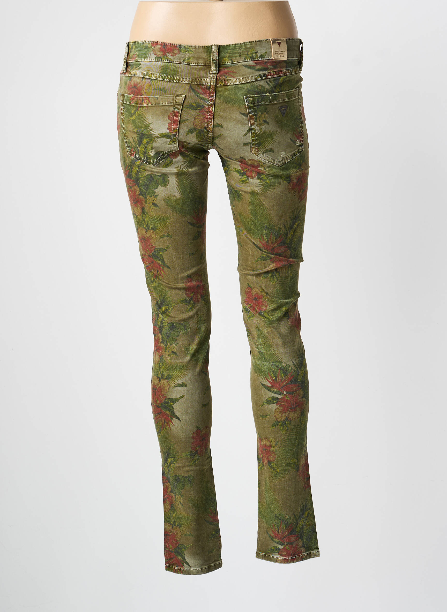 Pantalon slim buzunare verde GUESS femeie