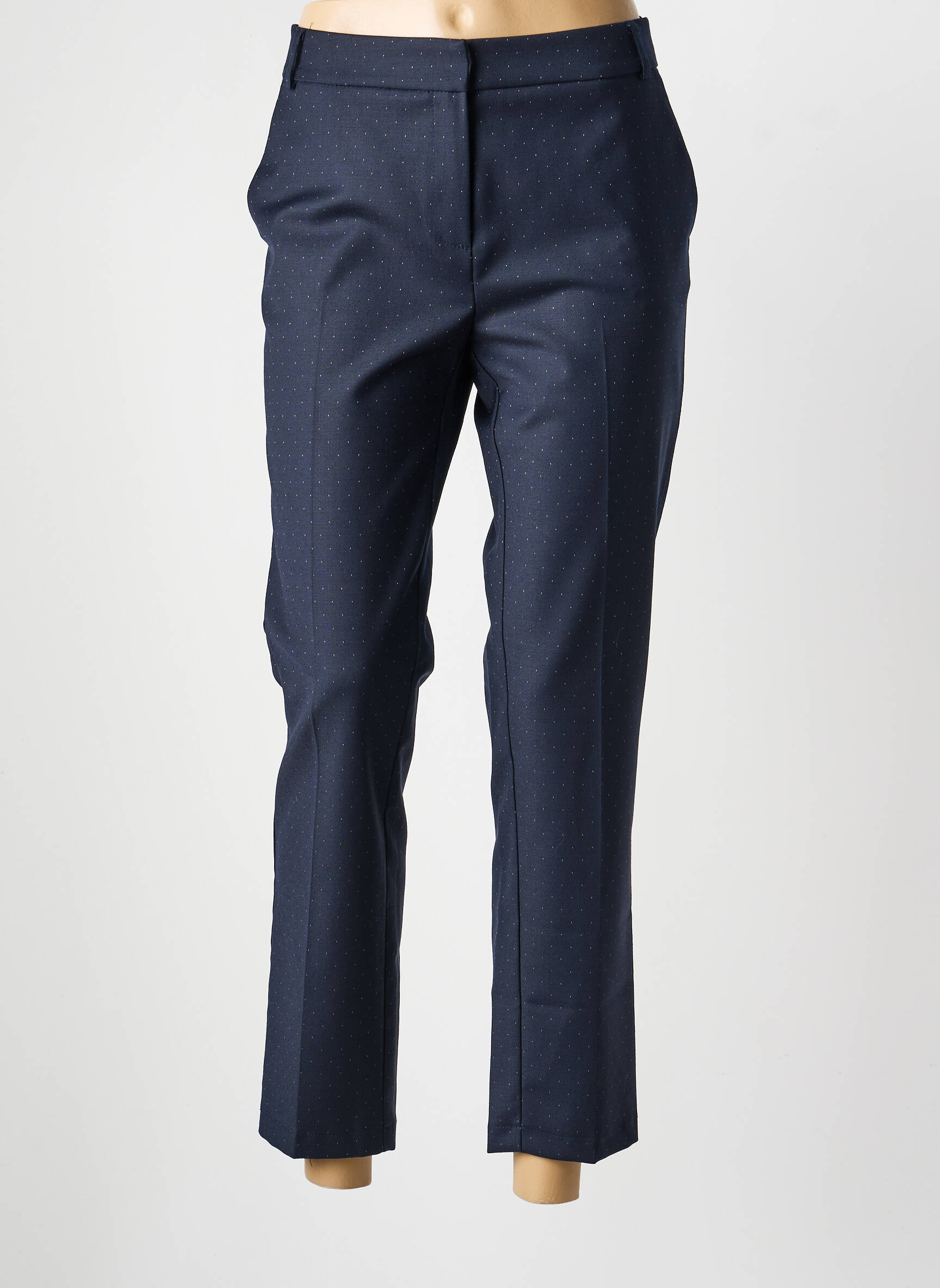 Pantalon 7/8 închidere cu fermoar sub clapetă cu cârlig albastru LA PETITE FRANCAISE femeie
