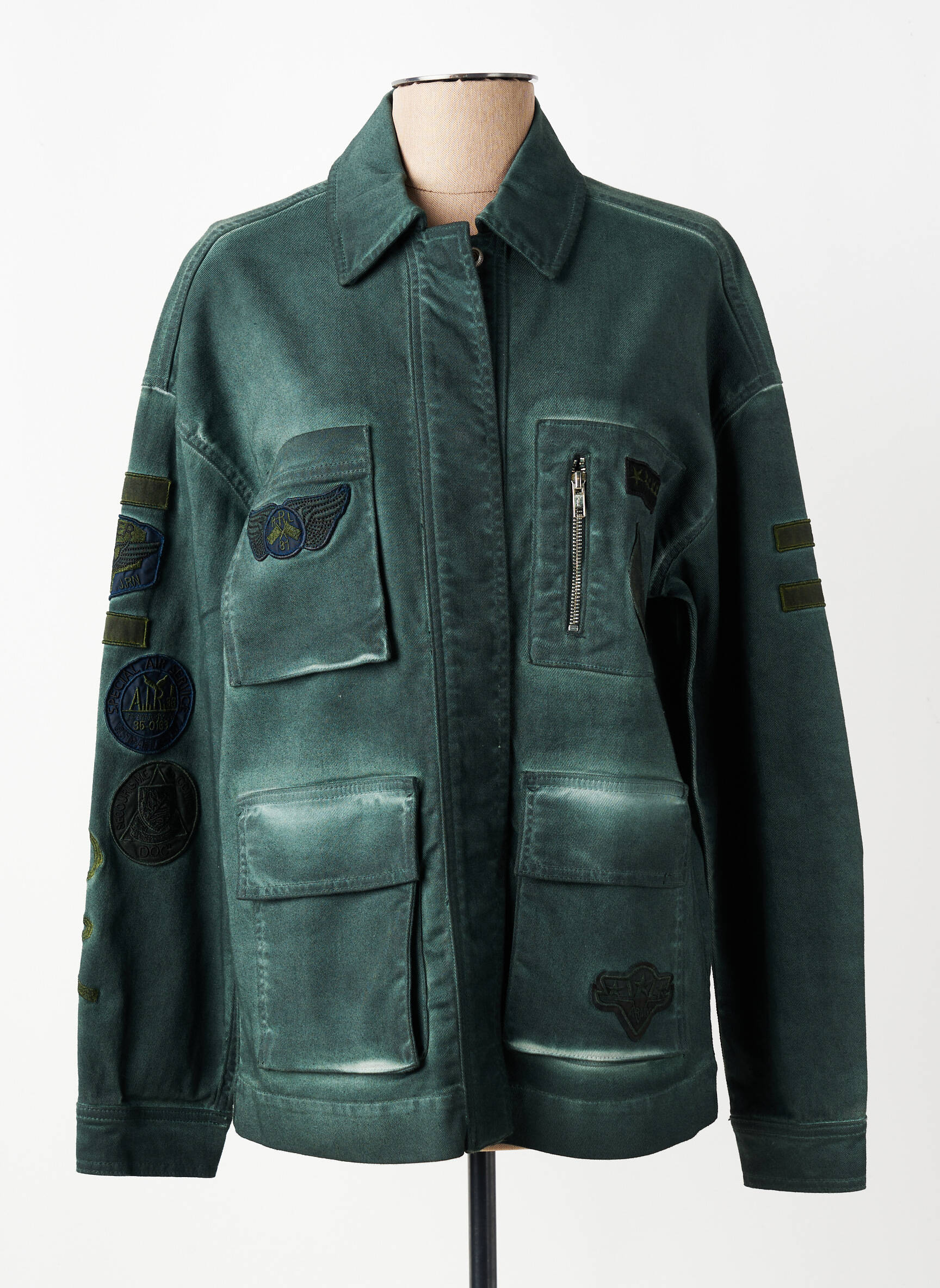 Jachete casual guler de bluză verde NÜ femeie
