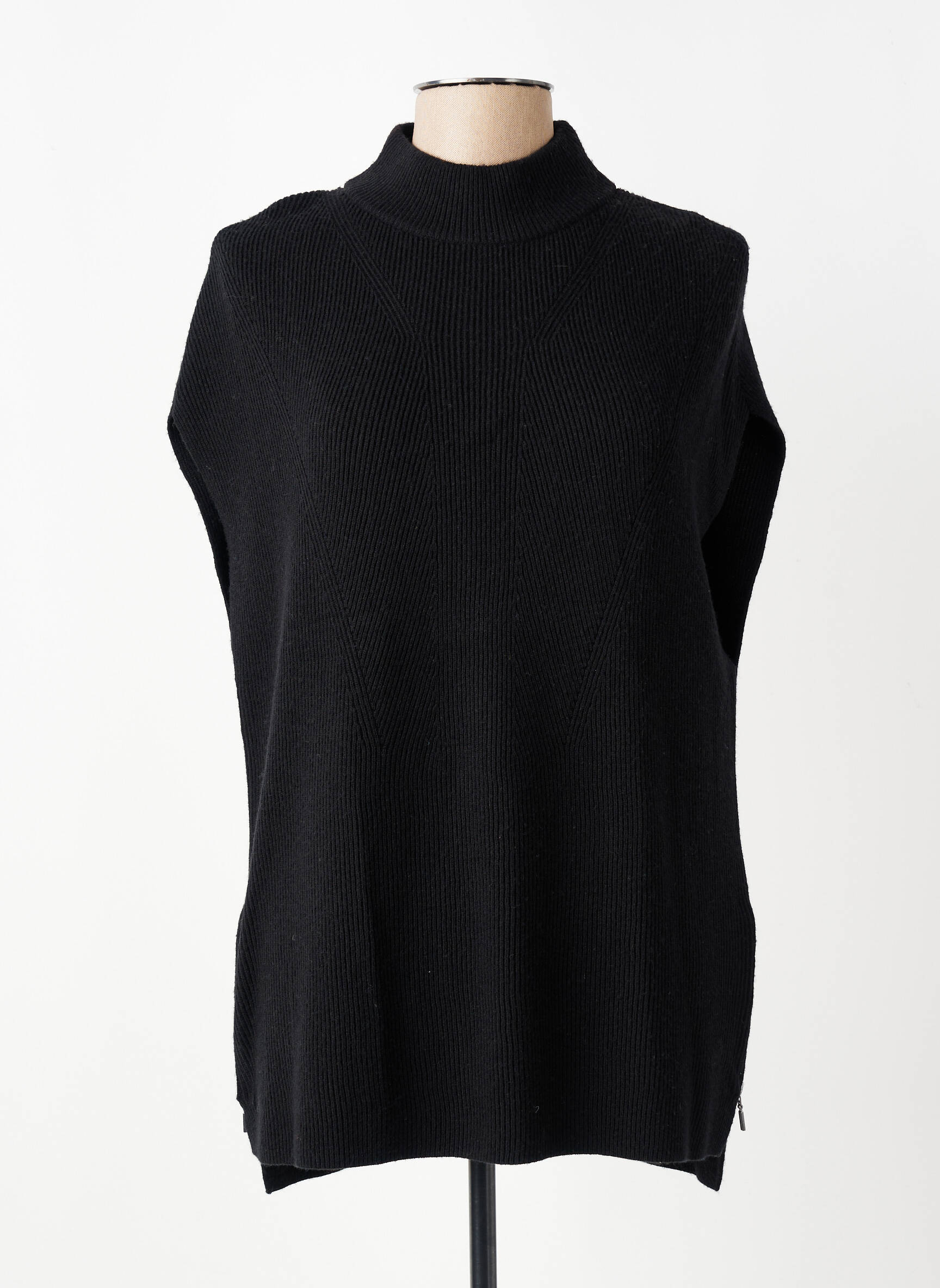 Pulover cu guler înalt croială cambrată fără mâneci negru GERRY WEBER femeie