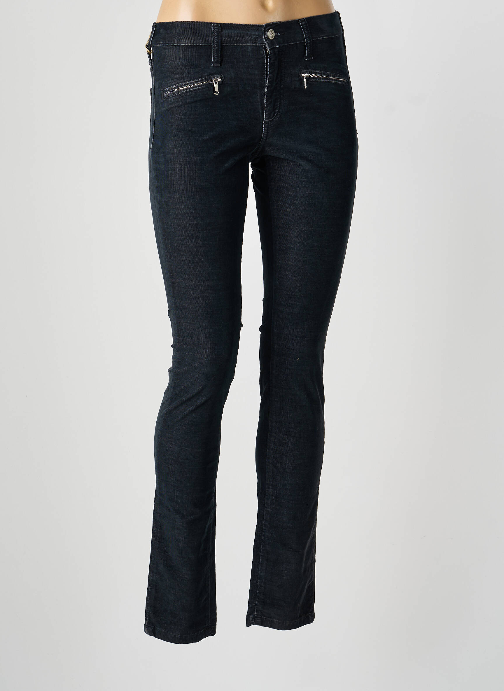 Pantalon slim buzunare negru DESGASTE femeie