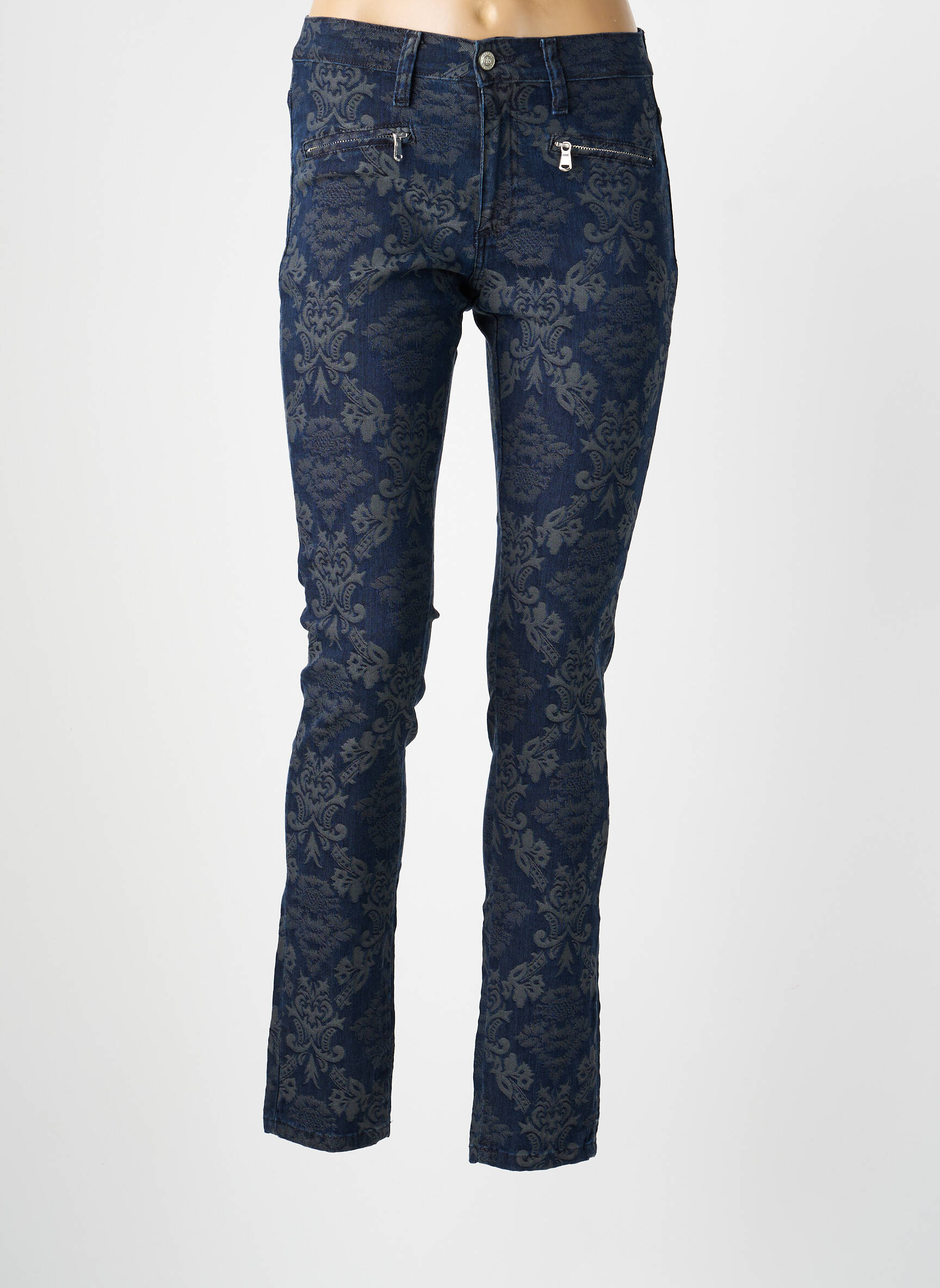 Pantalon slim buzunare albastru DESGASTE femeie
