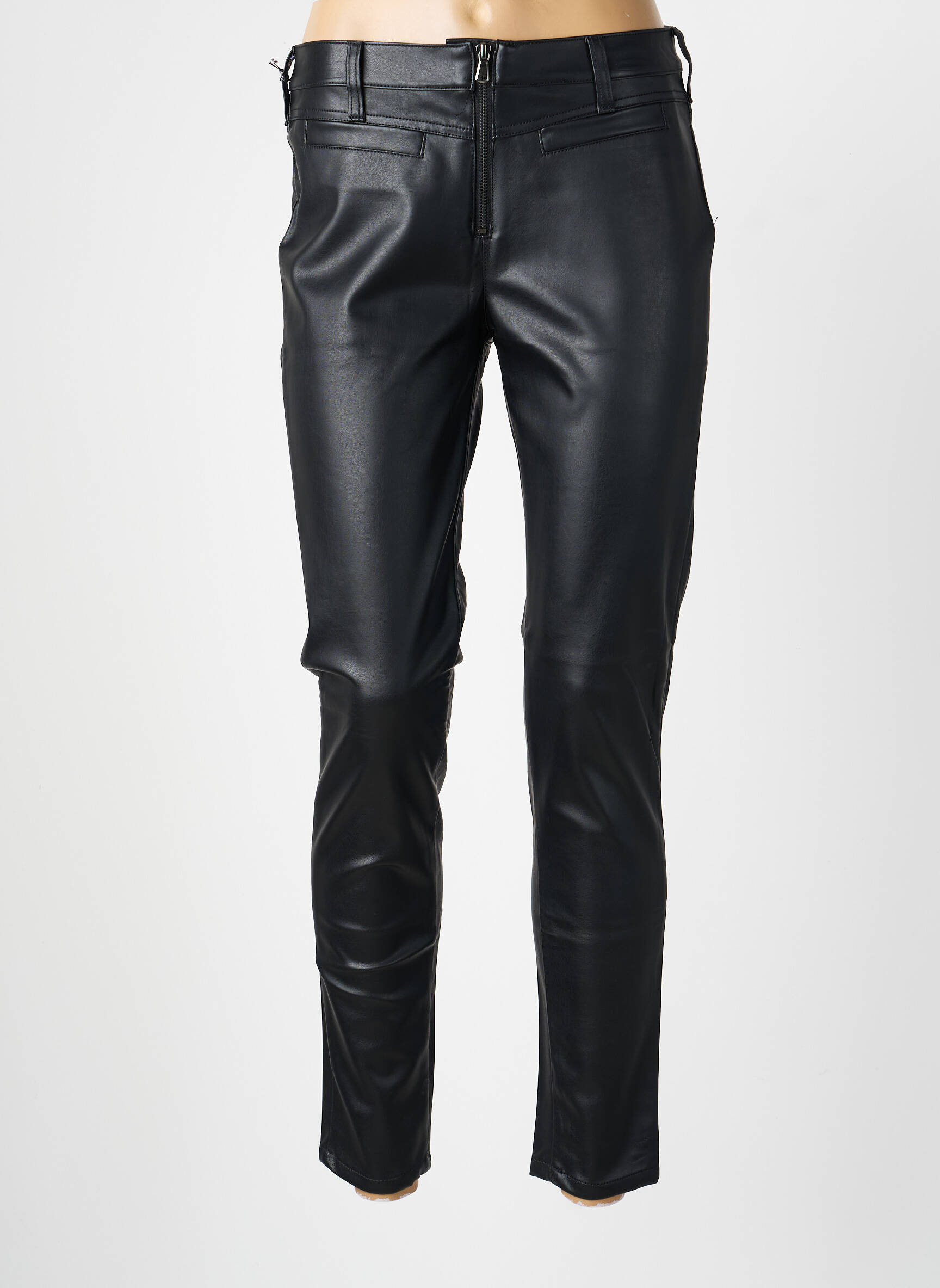 Pantalon slim buzunare negru DESGASTE femeie