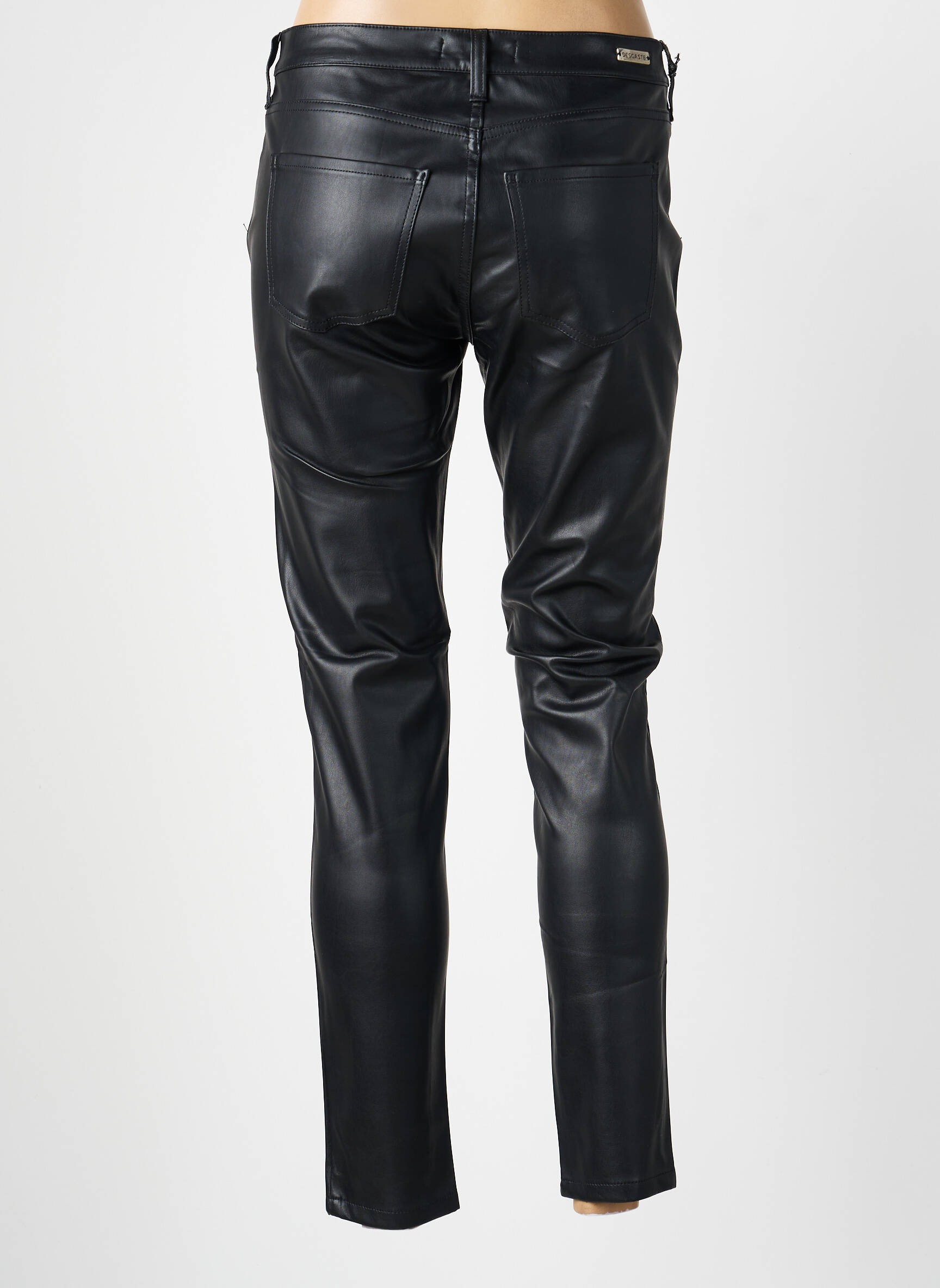 Pantalon slim buzunare negru DESGASTE femeie
