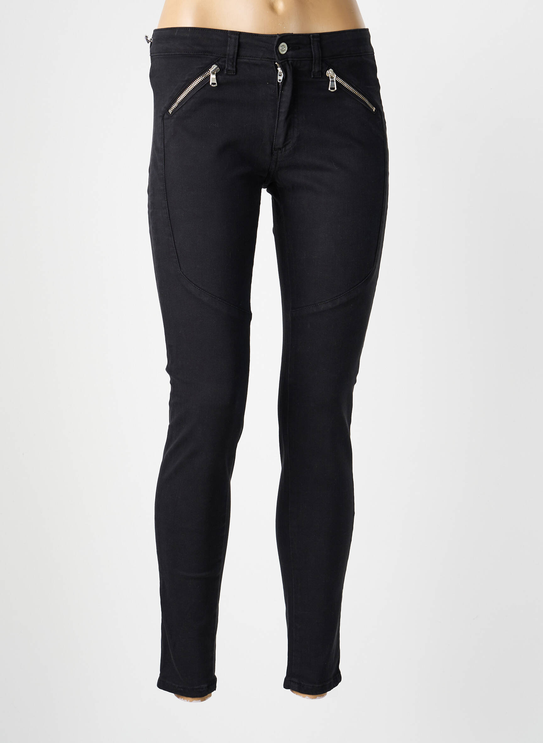 Pantalon slim buzunare negru DESGASTE femeie