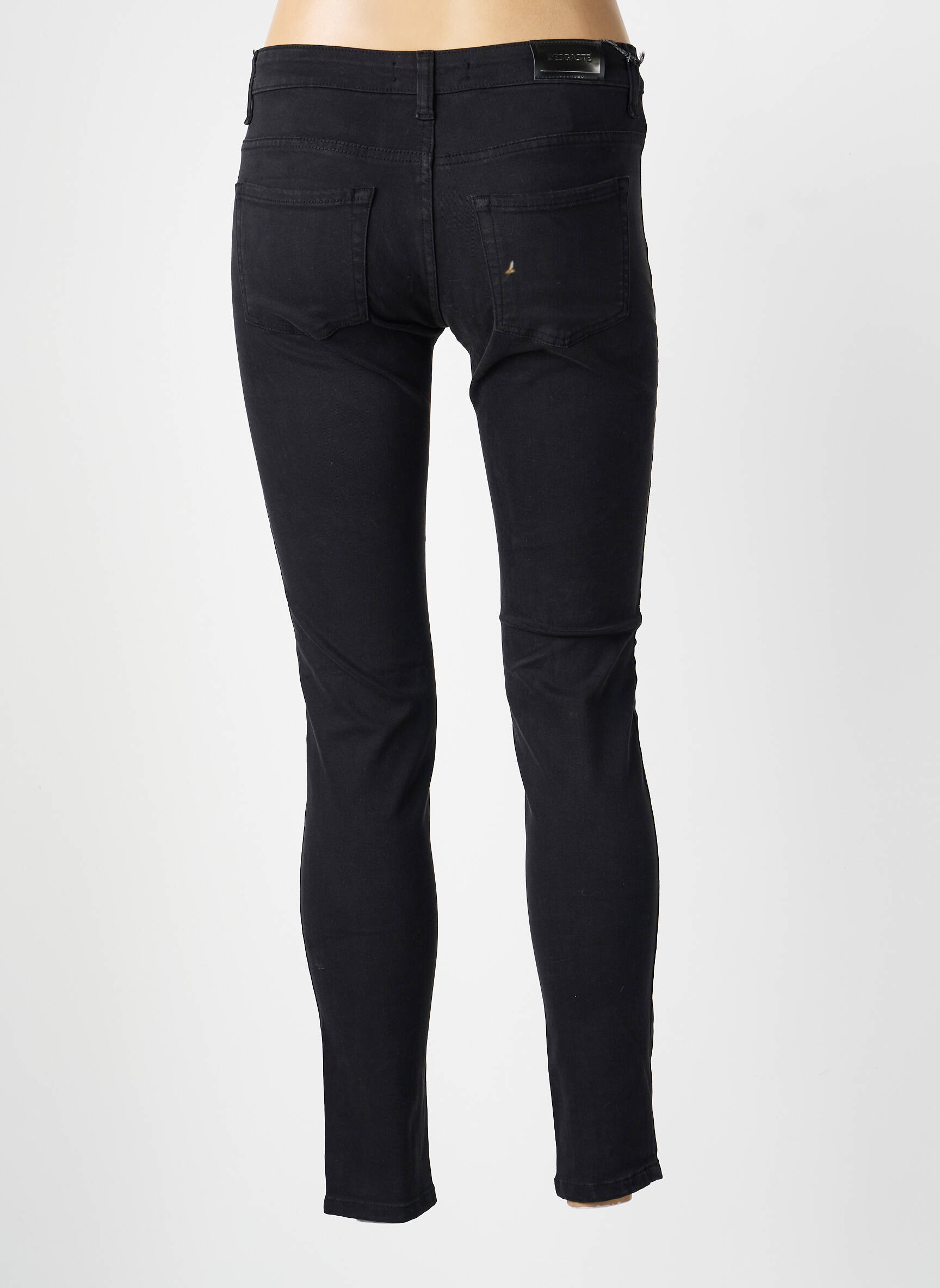 Pantalon slim buzunare negru DESGASTE femeie