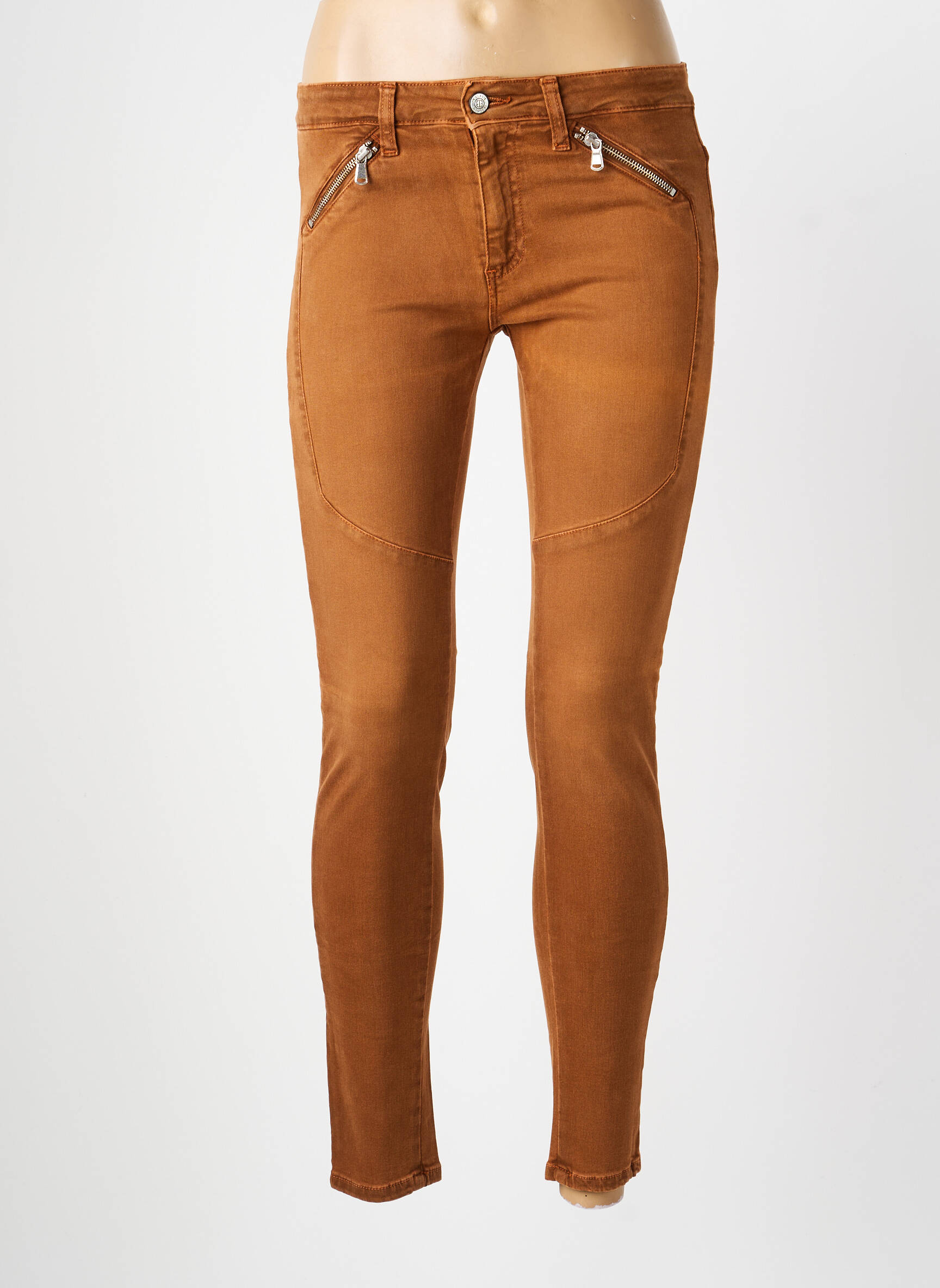 Pantalon slim buzunare maro DESGASTE femeie
