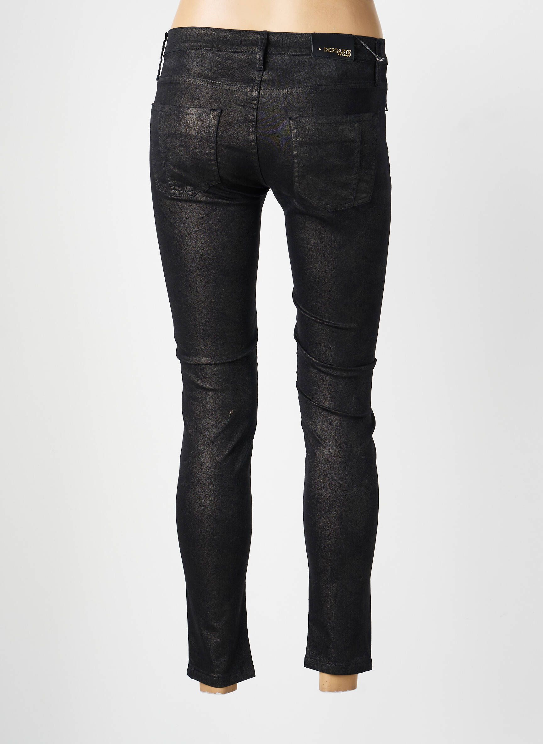 Pantalon slim buzunare negru DESGASTE femeie