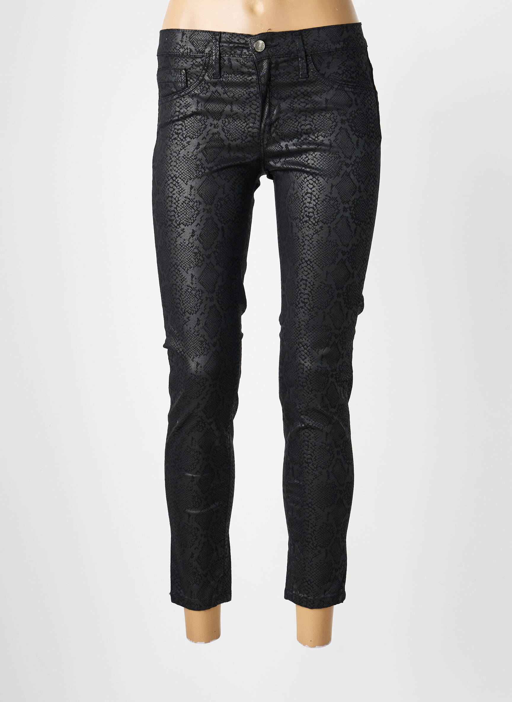 Pantalon slim buzunare negru DESGASTE femeie