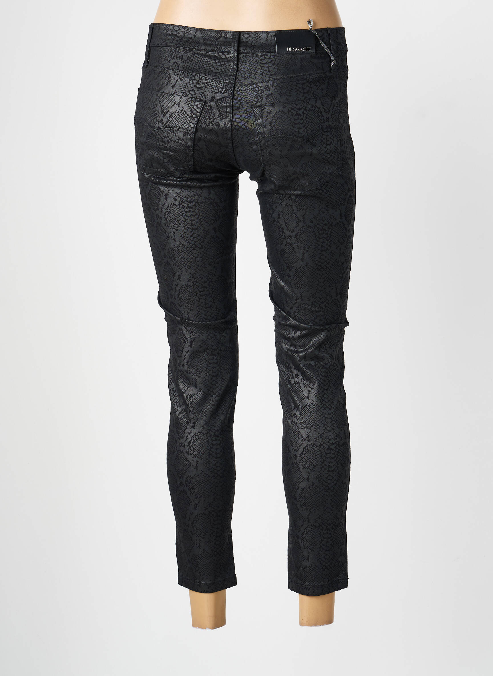 Pantalon slim buzunare negru DESGASTE femeie