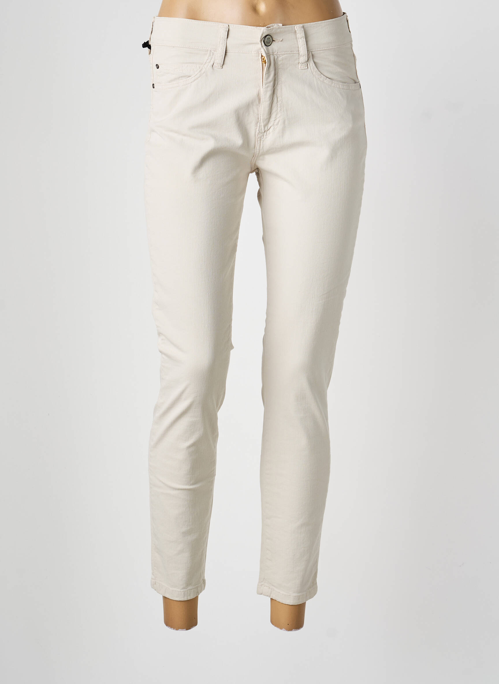 Pantalon slim buzunare bej DESGASTE femeie