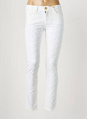 Pantalon slim țesătură poplin mărime normală alb MAYJUNE femeie