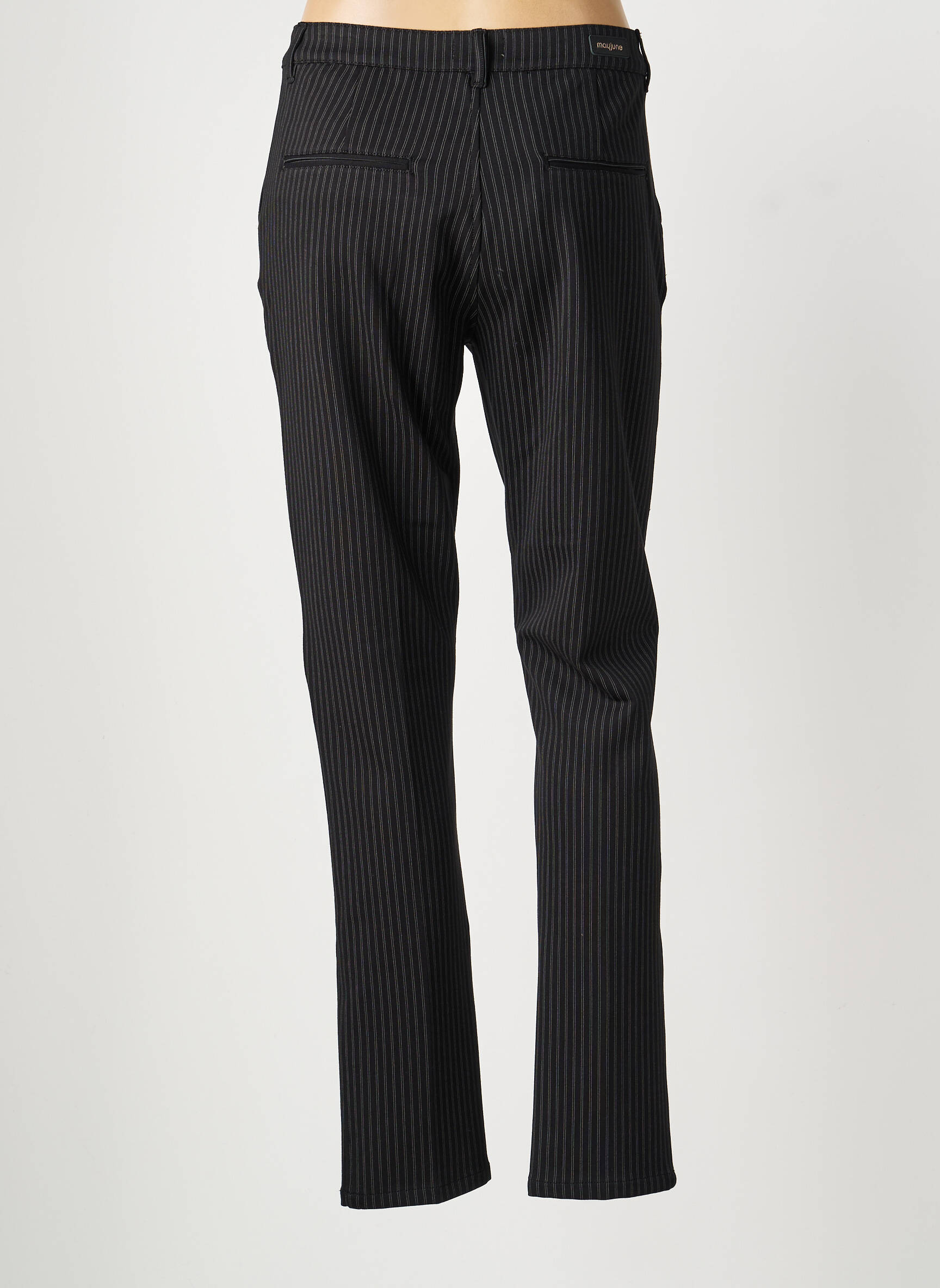 Pantalon chino țesătură poplin mărime normală negru MAYJUNE femeie