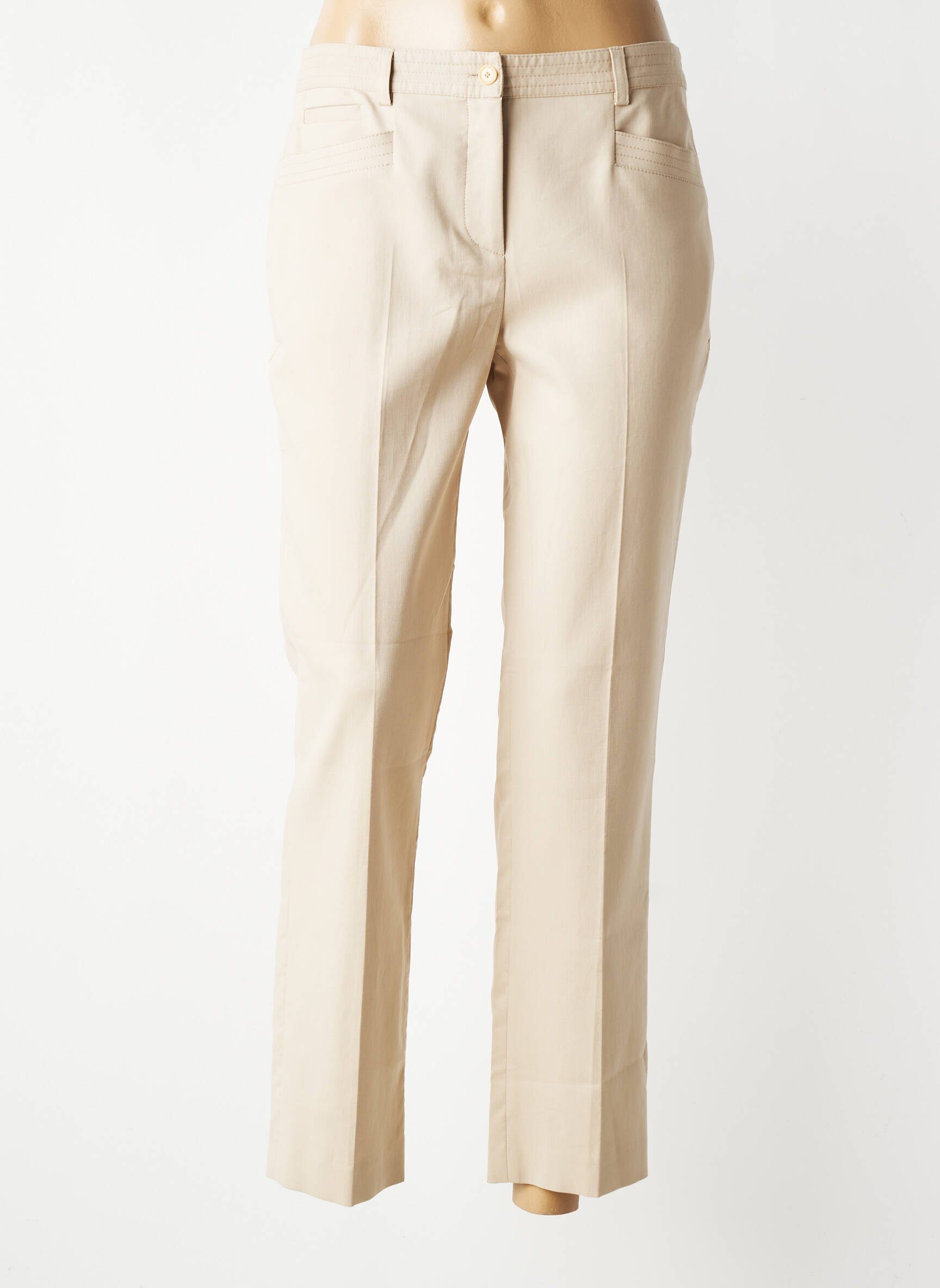 Pantalon chino închidere cu fermoar sub clapetă cu nasturi talie înaltă bej GERARD DAREL femeie
